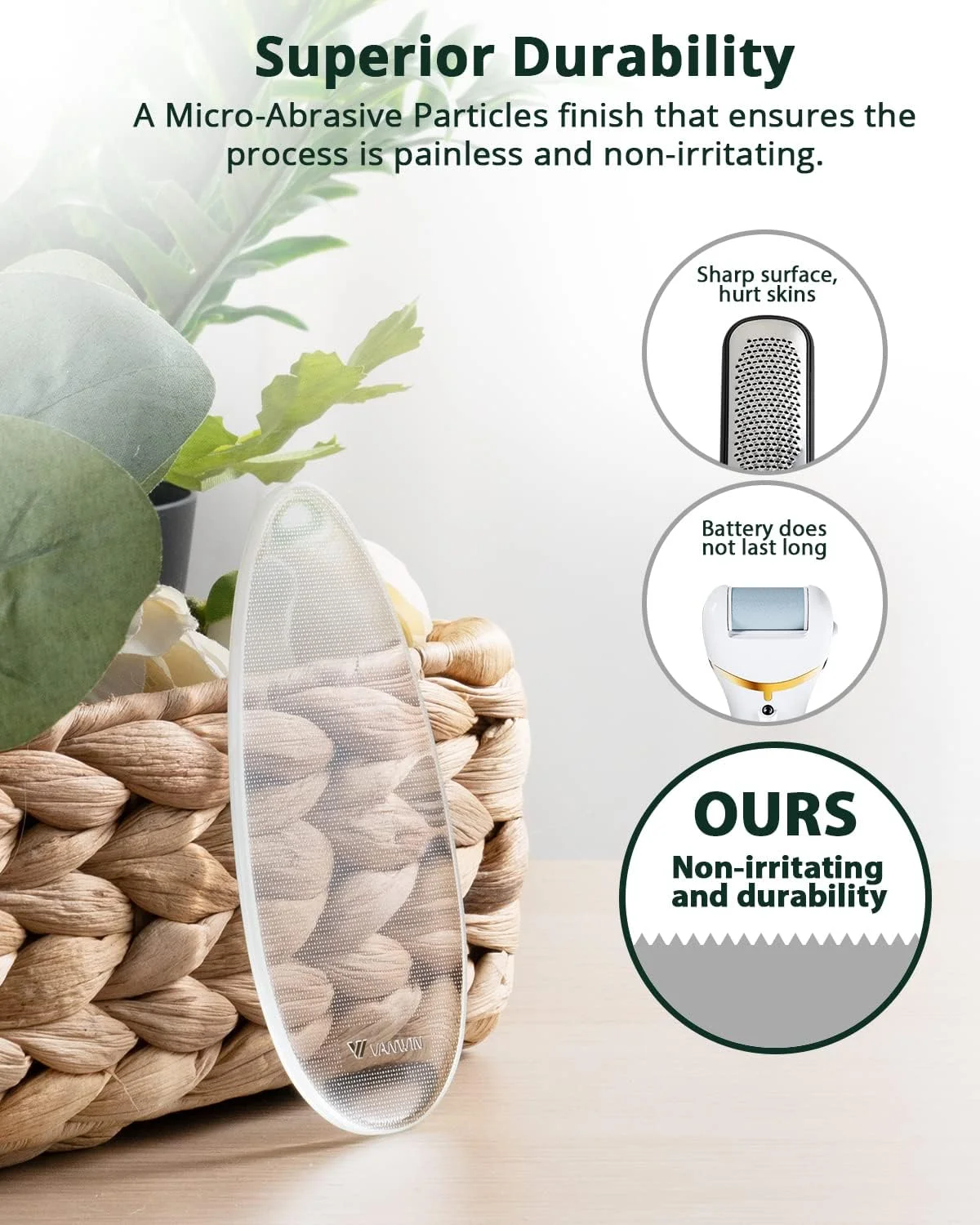 سوهان شیشه ای پا VANWIN، از بین برنده پینه پا، اسکرابر پا از بین برنده پوست مرده با ذرات نانو میکرو سایشی، سوهان پاشنه پا، از بین برنده پوست سخت، ابزار پدیکور مراقبت از پا روی پاهای مرطوب و خشک