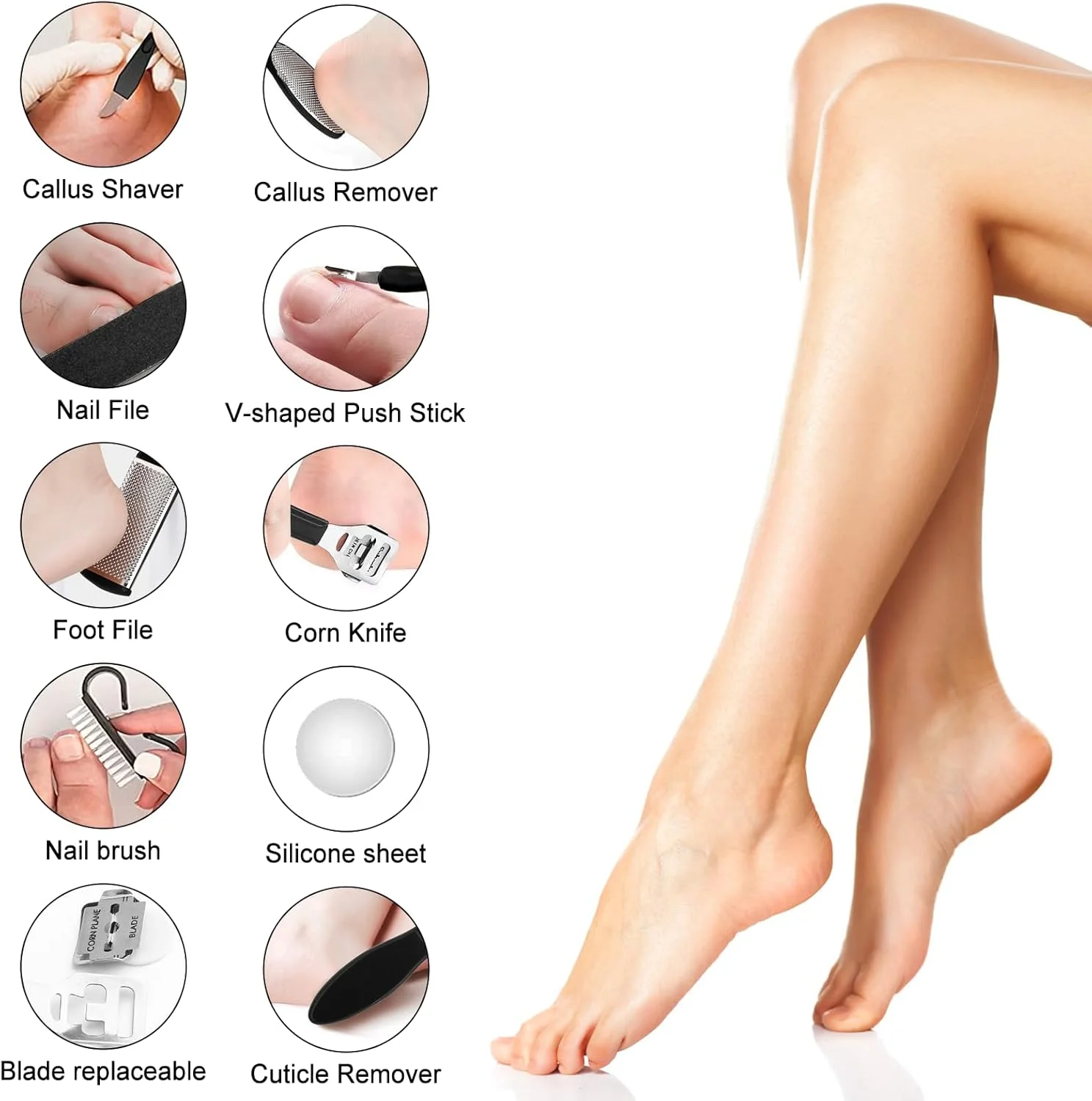 سوهان برقی پینه SOARFLY، سوهان برقی پینه پا با 3 غلتک تعویضی و 2 سرعت، دستگاه ضد آب IPX7 حذف پینه پا، قابل شارژ برای مراقبت از پا و دست، آبی