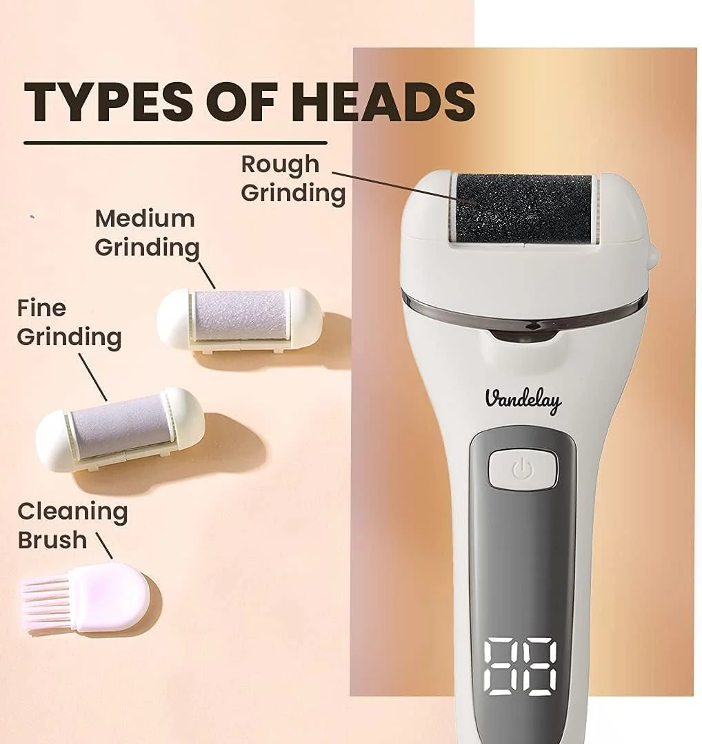 سوهان پدیکور شارژی وندلی (UK) مدل CQR-FC800 برای پا | اسکرابر پا برای پوست مرده | دارای 3 سری غلتکی برای از بین بردن پوست مرده | دستگاه پدیکور | سفید