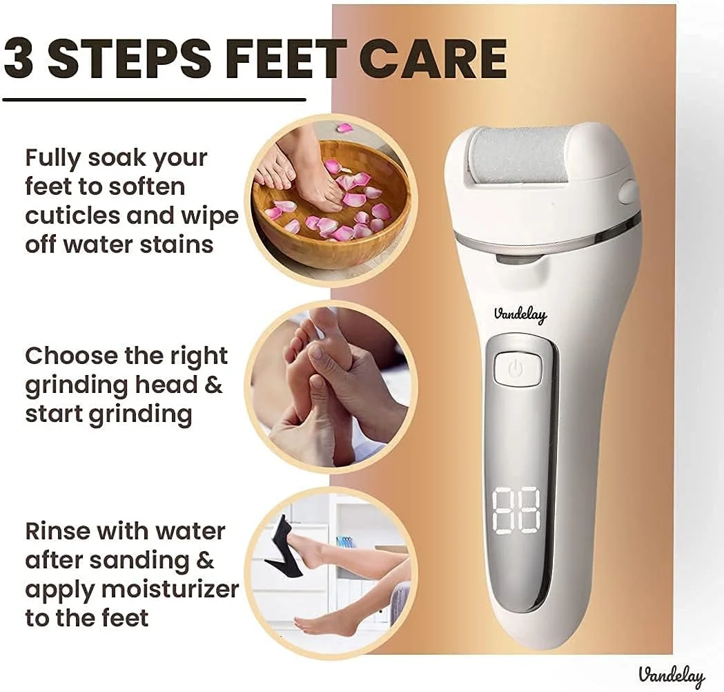 سوهان پدیکور شارژی وندلی (UK) مدل CQR-FC800 برای پا | اسکرابر پا برای پوست مرده | دارای 3 سری غلتکی برای از بین بردن پوست مرده | دستگاه پدیکور | سفید