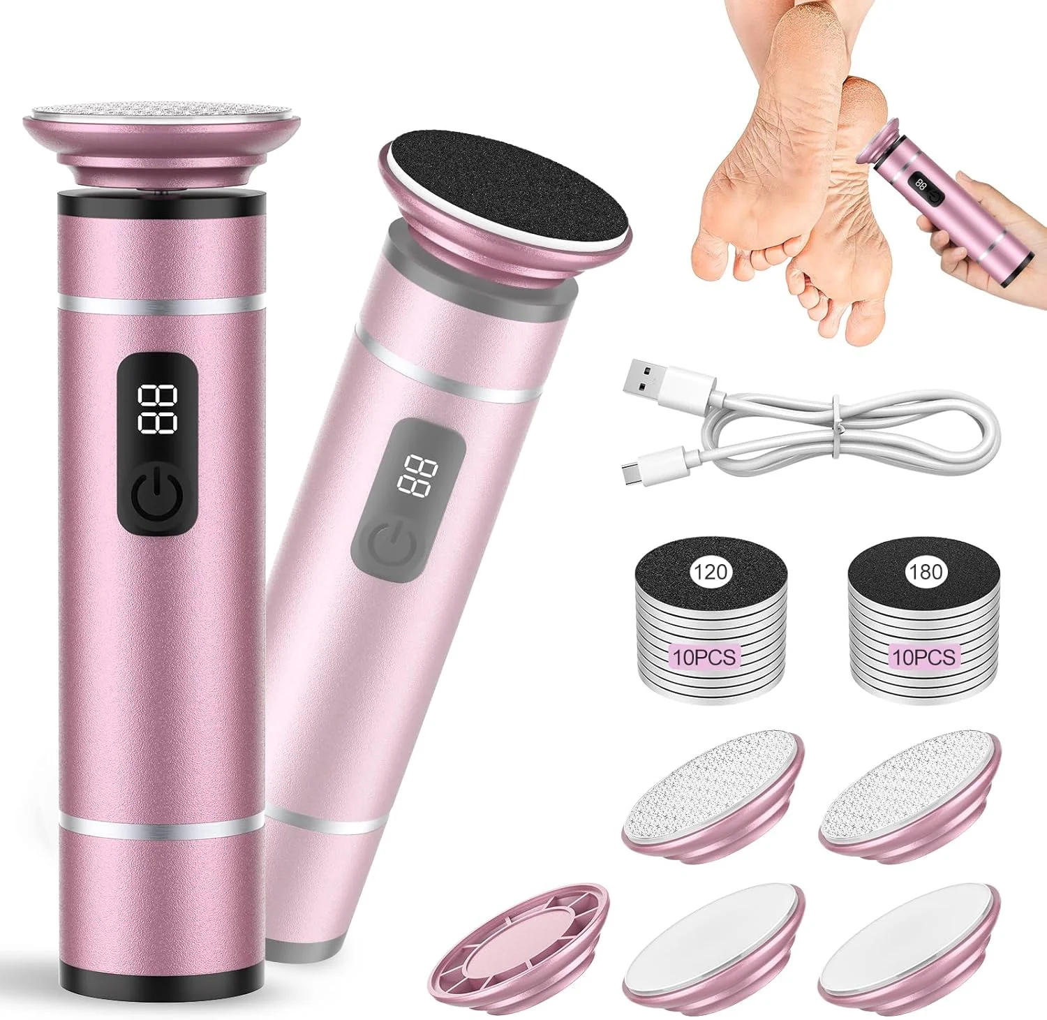 سوهان برقی پا یوتلیت، از بین برنده پوست سخت بدون سیم، ابزار حرفه ای پدیکور، سمباده برقی پا برای از بین بردن پوست مرده و پینه های ترک خورده سوهان برقی پا یوتلیت، از بین برنده پوست سخت بدون سیم، ابزار حرفه ای پدیکور، سمباده برقی پا برای از بین بردن پوست مرده و پینه های ترک خورده