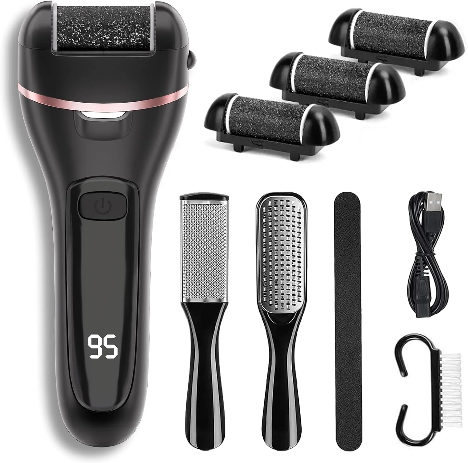 سوهان برقی پینه پا وی اند اچ با 3 سری غلتکی، 2 سرعت، قابل شارژ و ضد آب، مناسب برای پوست های مرده، سفت، ترک خورده و خشک سوهان برقی پینه پا وی اند اچ با 3 سری غلتکی، 2 سرعت، قابل شارژ و ضد آب، مناسب برای پوست های مرده، سفت، ترک خورده و خشک