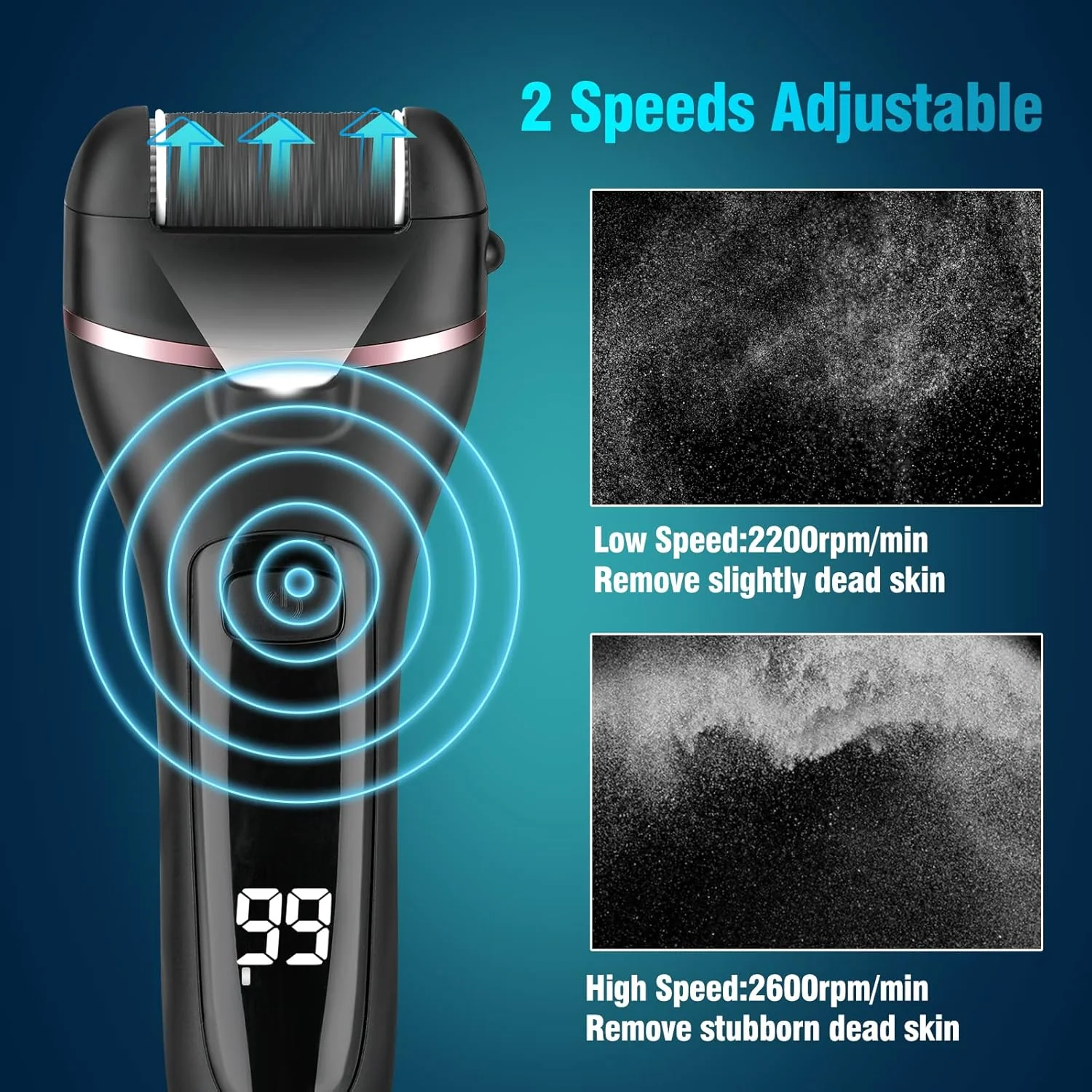سوهان برقی پدیکور یوییکی برای از بین بردن پینه پا، اسکرابر برقی پا برای از بین بردن پوست مرده، ست پدیکور 16 در 1 برای پوست مرده و پاشنه ترک خورده یا دست های زبر با 3 سری غلتکی 2 سرعته (مشکی)