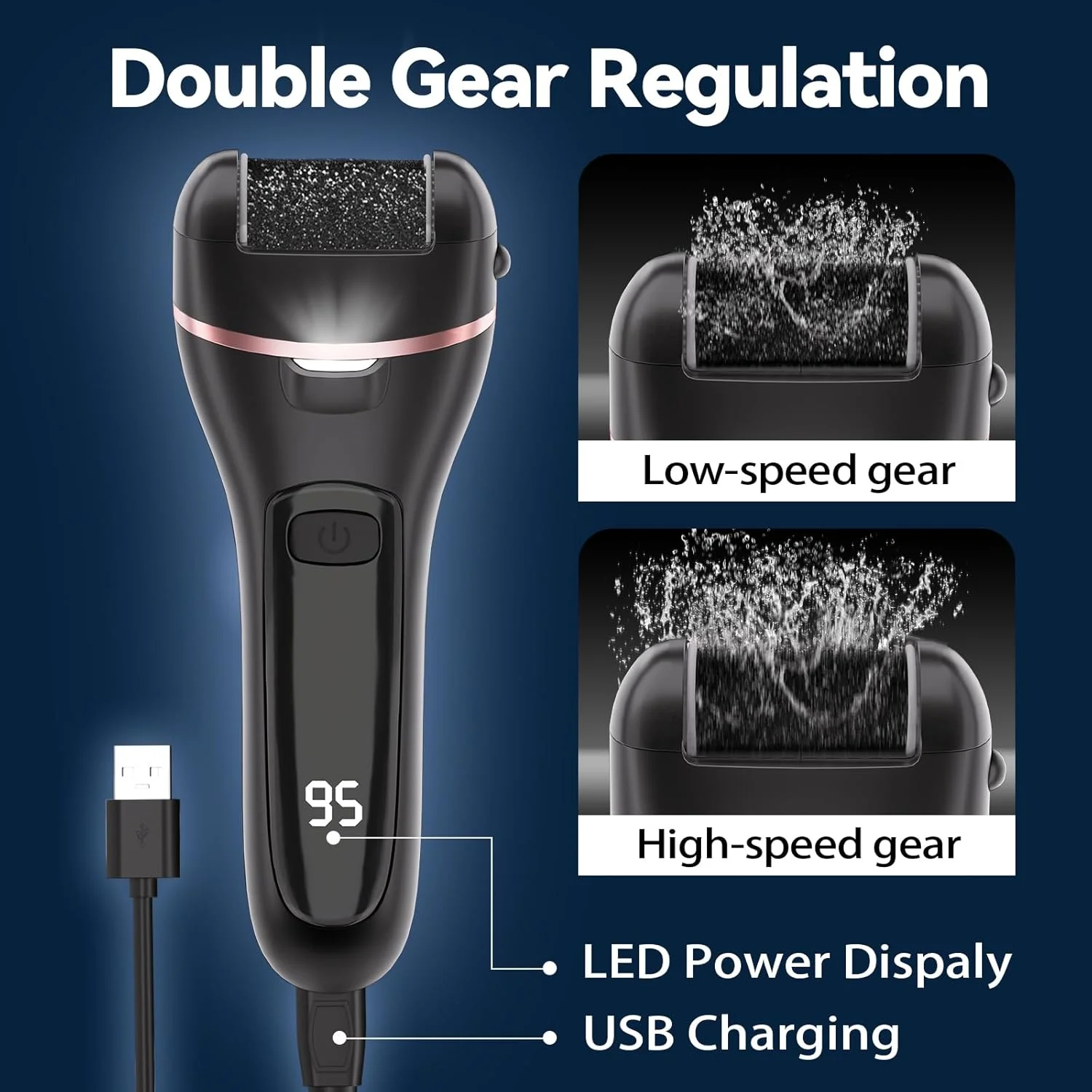 سوهان برقی پینه پا Wea&Hea با 3 سری غلتکی، 2 سرعت، قابل شارژ، ضد آب، کیت حرفه ای پدیکور 17 در 1، ابزارهای سوهان پا، مناسب برای پوست های مرده، سفت، ترک خورده و خشک