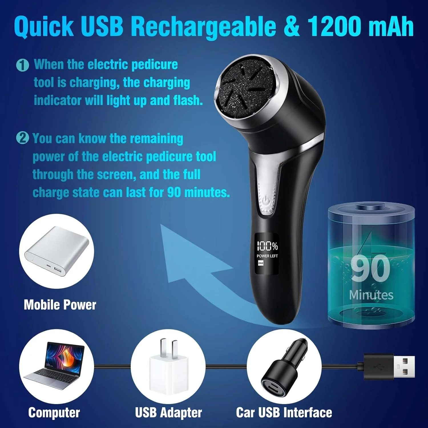 سوهان برقی پدیکور و از بین برنده پینه پا یوایکی سوهان برقی پدیکور و از بین برنده پینه پا یوایکی