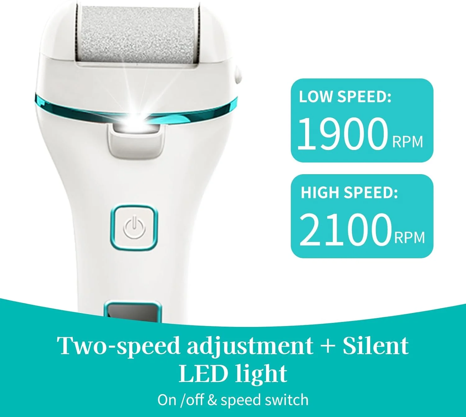 سوهان برقی پینه یسیمولا، دستگاه برقی از بین بردن پینه پا با 3 غلتک تعویضی، چراغ LED و نشانگر، 2 سرعت، مجموعه مراقبت از پا قابل شارژ برای از بین بردن پینه