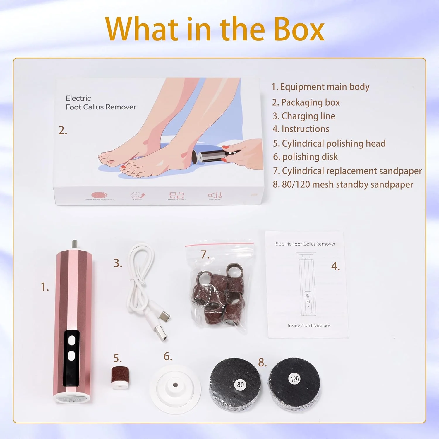 سوهان برقی پدیکور Whsdo - دارای 9 سرعت، سمباده پا به همراه دیسک های سمباده ای تعویضی، ابزار پدیکور و مانیکور شارژی و مناسب برای از بین بردن پوست های مرده، خشک، ترک خورده و پینه بسته