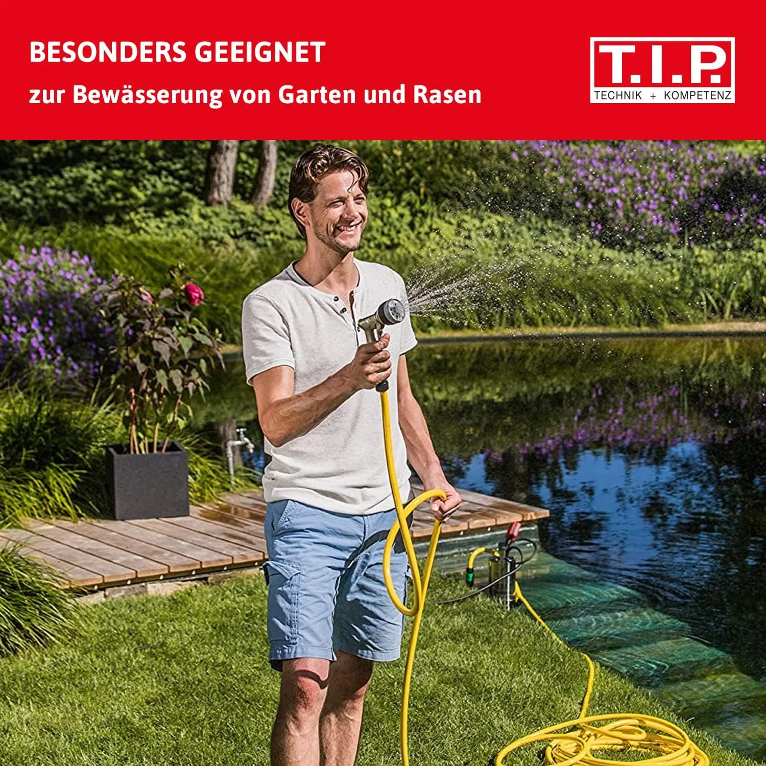 پمپ فشار قوی شناور T.I.P. 30136 مدل Drain 6000/36 (950 وات، حداکثر 6000 لیتر در ساعت، ارتفاع پمپاژ 34 متر، اجسام خارجی تا 2 میلی متر، سوئیچ شناور با قابلیت تنظیم ارتفاع بی نهایت)