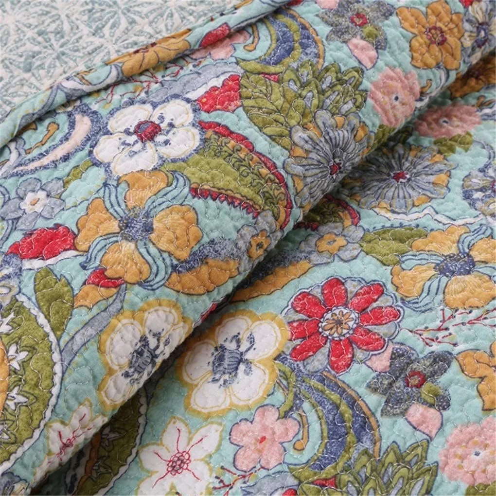 ست روتختی سه تکه پلی استر 230 * 250 سانتی متر رو تختی لحاف تکه دوزی شده تخت دو نفره