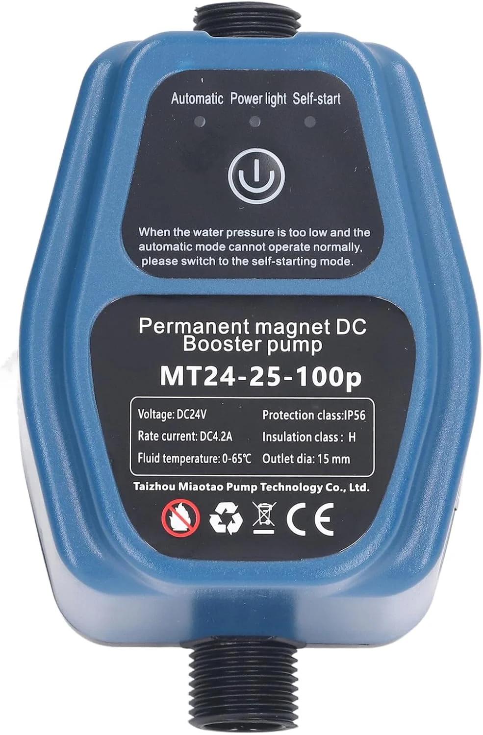 پمپ فشار آب Eacam مدل 100W 24V 25L IP56 با حسگر هوشمند، موتور براشلس اتوماتیک، صدای کم و کنترل دوگانه برای باغ ها و کشاورزی (دوشاخه GB (100-240V))