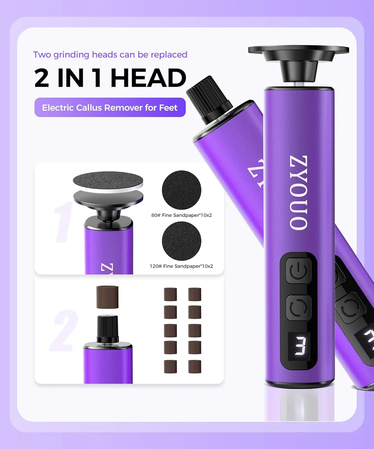 سوهان برقی پدیکور ZYOUO، شارژی و قابل حمل، دارای باتری 1800mAh، 1-9 درجه تنظیم سرعت، مناسب برای پدیکور، مراقبت از ناخن، استفاده در منزل و مسافرت سوهان برقی پدیکور ZYOUO، شارژی و قابل حمل، دارای باتری 1800mAh، 1-9 درجه تنظیم سرعت، مناسب برای پدیکور، مراقبت از ناخن، استفاده در منزل و مسافرت