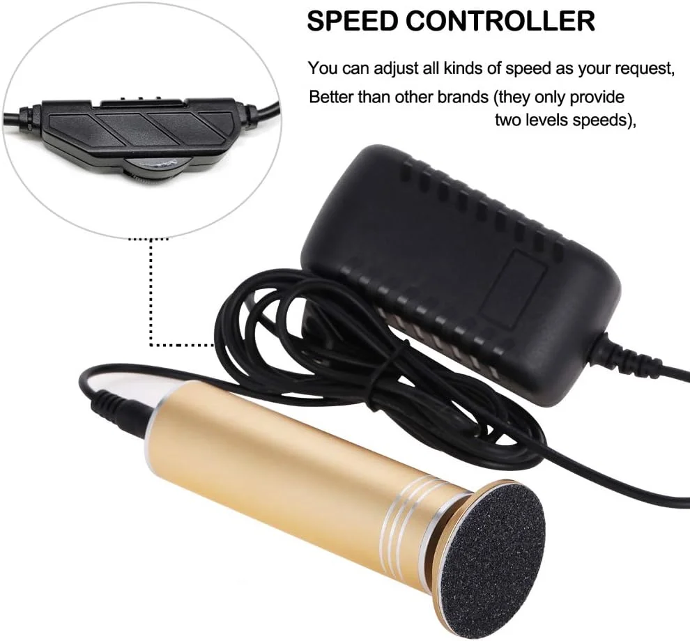 دستگاه الکتریکی از بین برنده پینه پا ونکستک با سرعت قابل تنظیم به همراه 60 عدد دیسک سمباده ای قابل تعویض (طلایی)