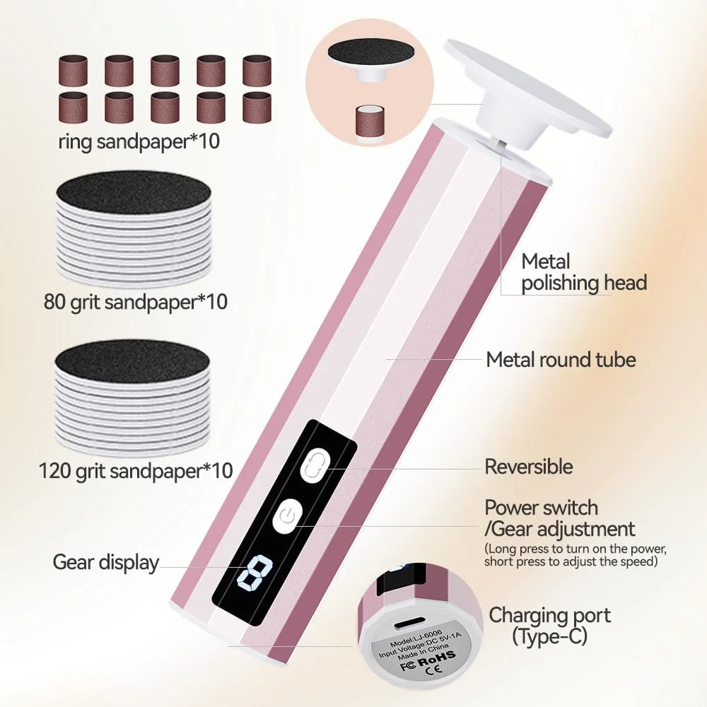 سوهان برقی پینه پا YUNRUO، 2 در 1، دارای 9 سرعت، ابزار پدیکور پا، ابزار سنگ پای سمباده ای جایگزین برای پوست مرده (رزگلد) سوهان برقی پینه پا YUNRUO، 2 در 1، دارای 9 سرعت، ابزار پدیکور پا، ابزار سنگ پای سمباده ای جایگزین برای پوست مرده (رزگلد)