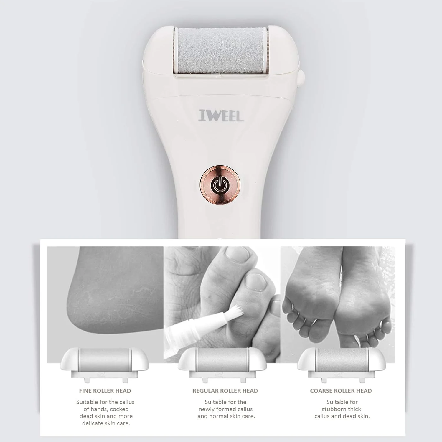 (سفید و طلایی) - سوهان برقی پدیکور پا، ابزار پدیکور شارژی برای پاها، دستگاه الکترونیکی از بین برنده پینه ضد آب برای پاشنه های ترک خورده و پوست های مرده با 3 سری غلتکی زبر (سفید و طلایی) - سوهان برقی پدیکور پا، ابزار پدیکور شارژی برای پاها، دستگاه الکترونیکی از بین برنده پینه ضد آب برای پاشنه های ترک خورده و پوست های مرده با 3 سری غلتکی زبر