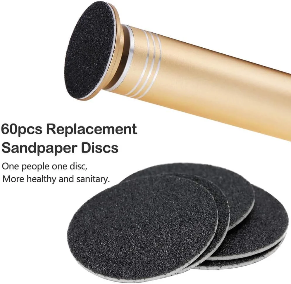 دستگاه الکتریکی از بین برنده پینه پا ونکستک با سرعت قابل تنظیم به همراه 60 عدد دیسک سمباده ای قابل تعویض (طلایی)