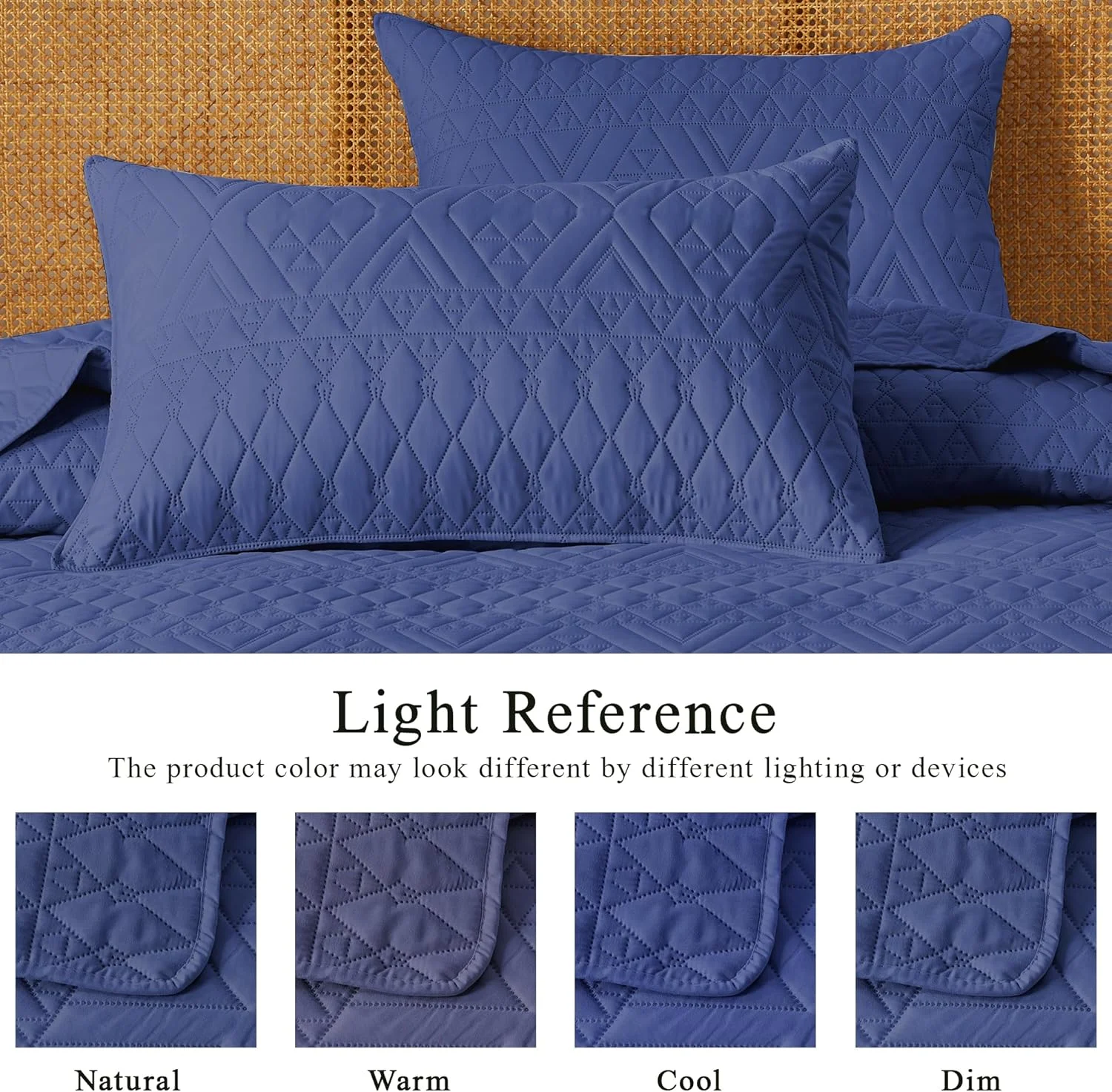 ست روتختی لحاف دار سایز کینگ/کال کینگ آکیالا، آبی سرمه ای، ملحفه میکروفایبر نرم و سبک، ست رو تختی طرح هندسی مدرن برای تمام فصول، 3 تکه (1 لحاف، 2 روبالشی)