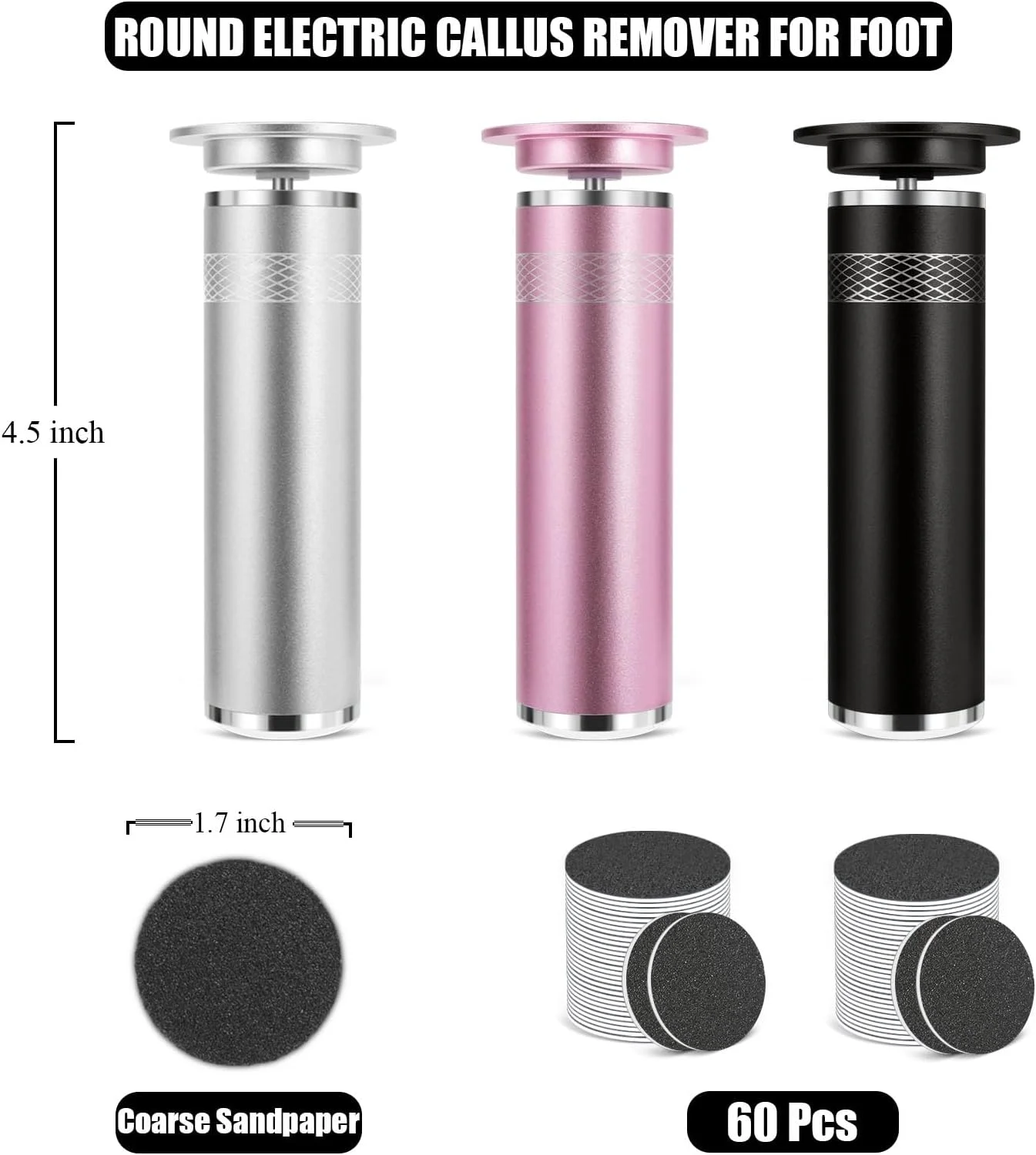 دیسک های سمباده ای 60 عددی جایگزین Wenhsin برای ابزارهای سوهان برقی پا، مناسب برای از بین بردن پینه، پوست مرده، پوست ترک خورده و پوست خشک آقایان و بانوان