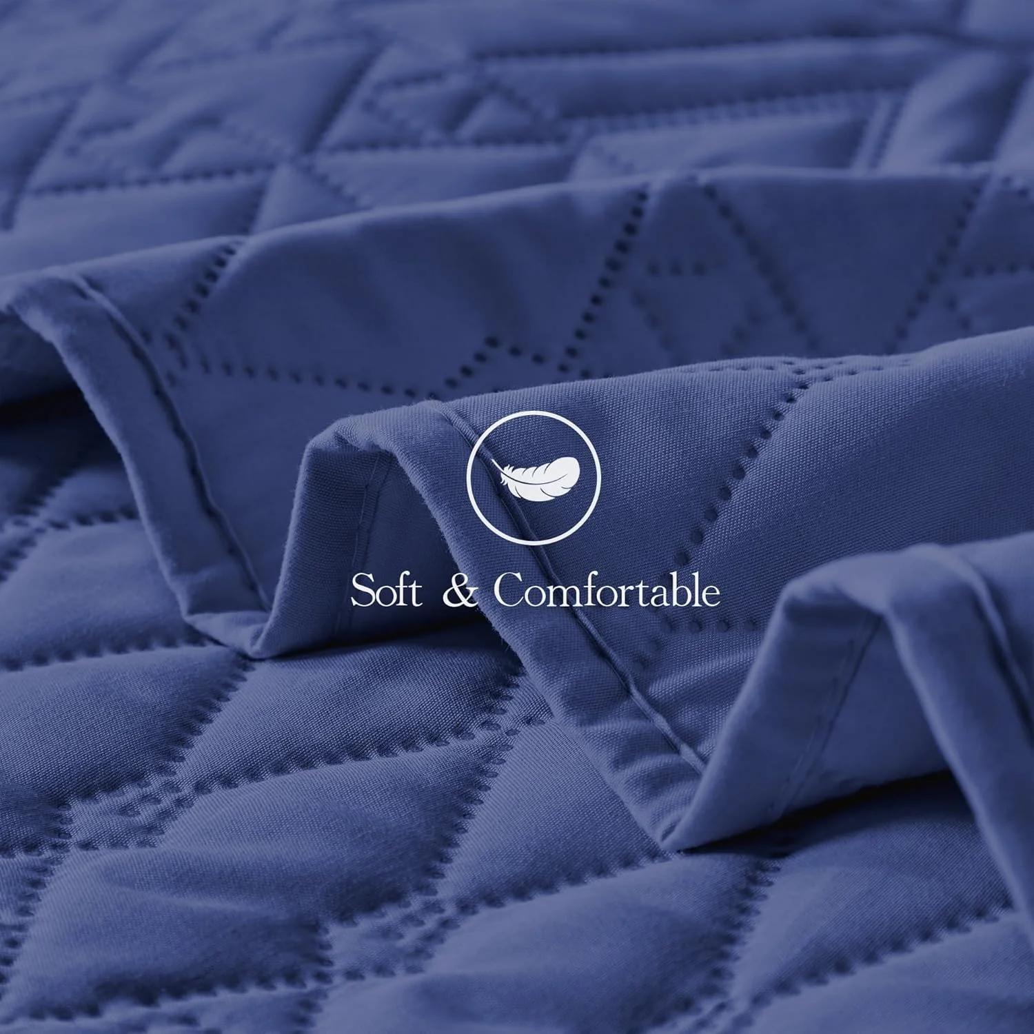 ست روتختی لحاف دار سایز کینگ/کال کینگ آکیالا، آبی سرمه ای، ملحفه میکروفایبر نرم و سبک، ست رو تختی طرح هندسی مدرن برای تمام فصول، 3 تکه (1 لحاف، 2 روبالشی)