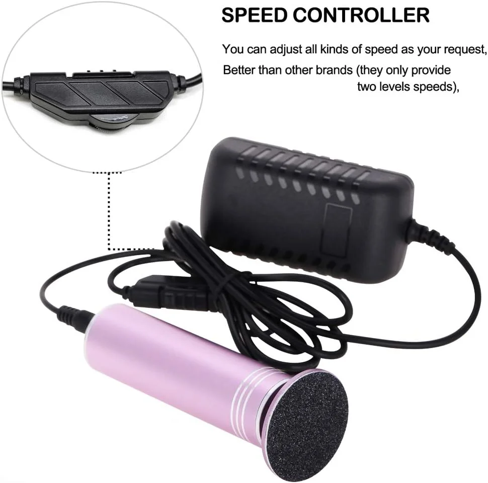 دستگاه الکتریکی از بین برنده پینه پا ونکستک با سرعت قابل تنظیم و 60 عدد دیسک سمباده ای قابل تعویض (صورتی)