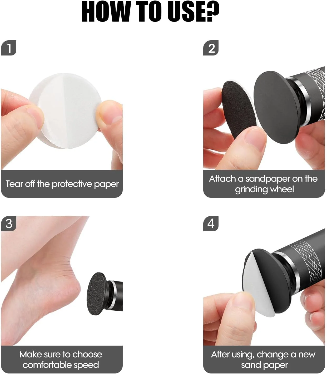 دیسک های سمباده ای 60 عددی جایگزین Wenhsin برای ابزارهای سوهان برقی پا، مناسب برای از بین بردن پینه، پوست مرده، پوست ترک خورده و پوست خشک آقایان و بانوان