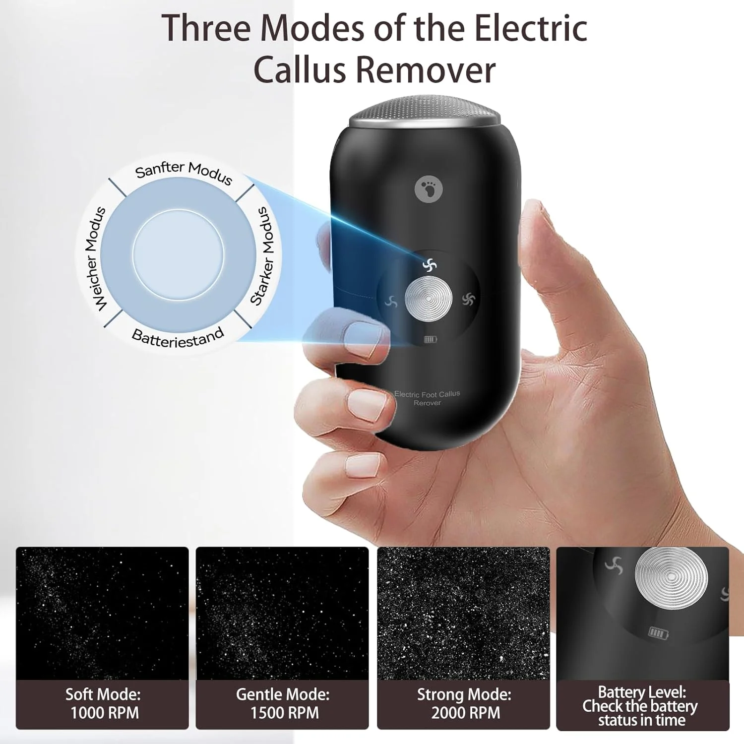 Hard Skin Remover Foot Electric File, Callus Remover for Feet, Rechargeable Foot Grinder with Three Speed Settings, Ideal Pedicure Set for Foot Care, Dry Skin and Callus Removal,Matte Black Hard Skin Remover Foot Electric File, Callus Remover for Feet, Rechargeable Foot Grinder with Three Speed Settings, Ideal Pedicure Set for Foot Care, Dry Skin and Callus Removal,Matte Black