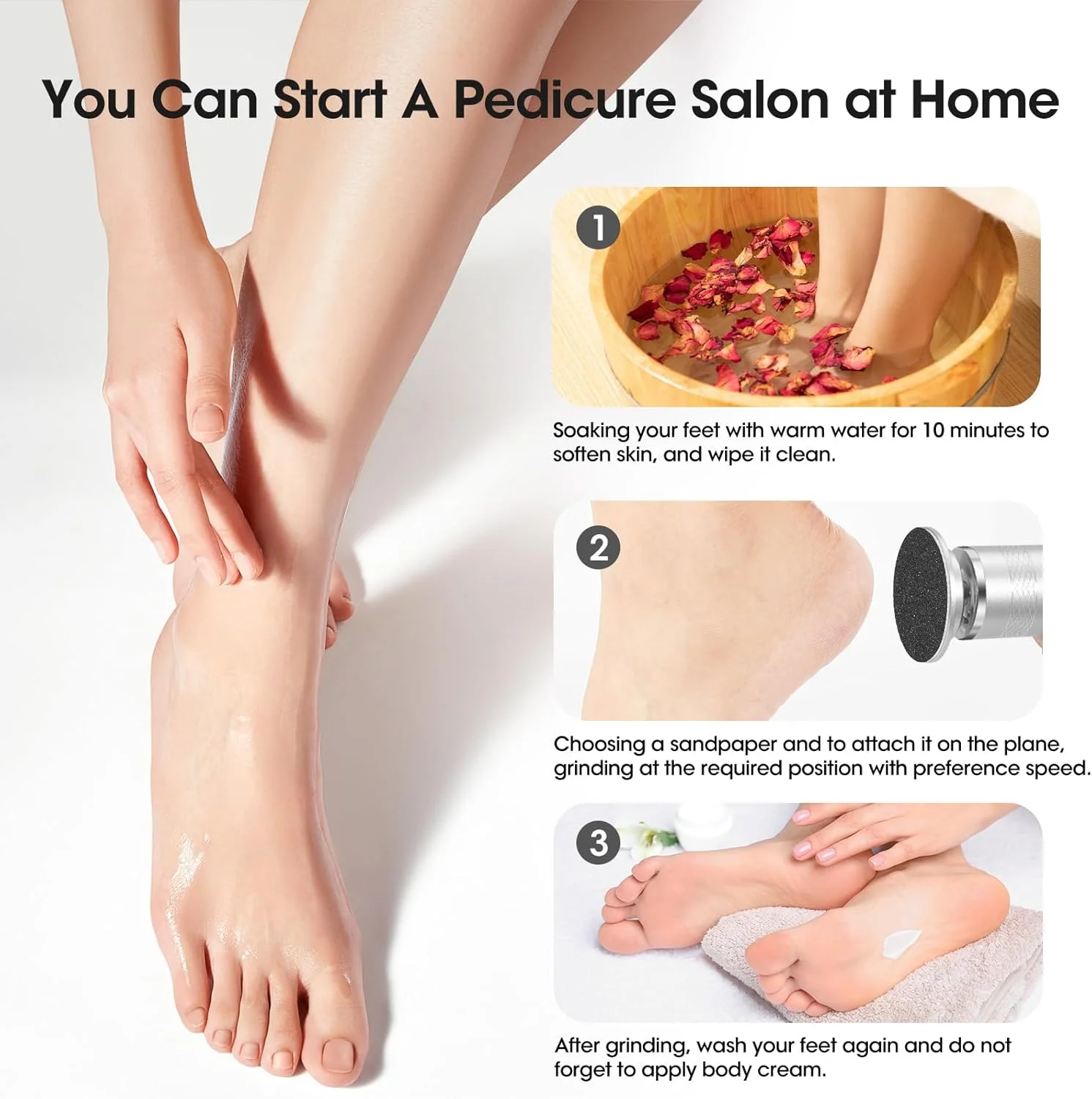 دیسک های سمباده ای 60 عددی جایگزین Wenhsin برای ابزارهای سوهان برقی پا، مناسب برای از بین بردن پینه، پوست مرده، پوست ترک خورده و پوست خشک آقایان و بانوان