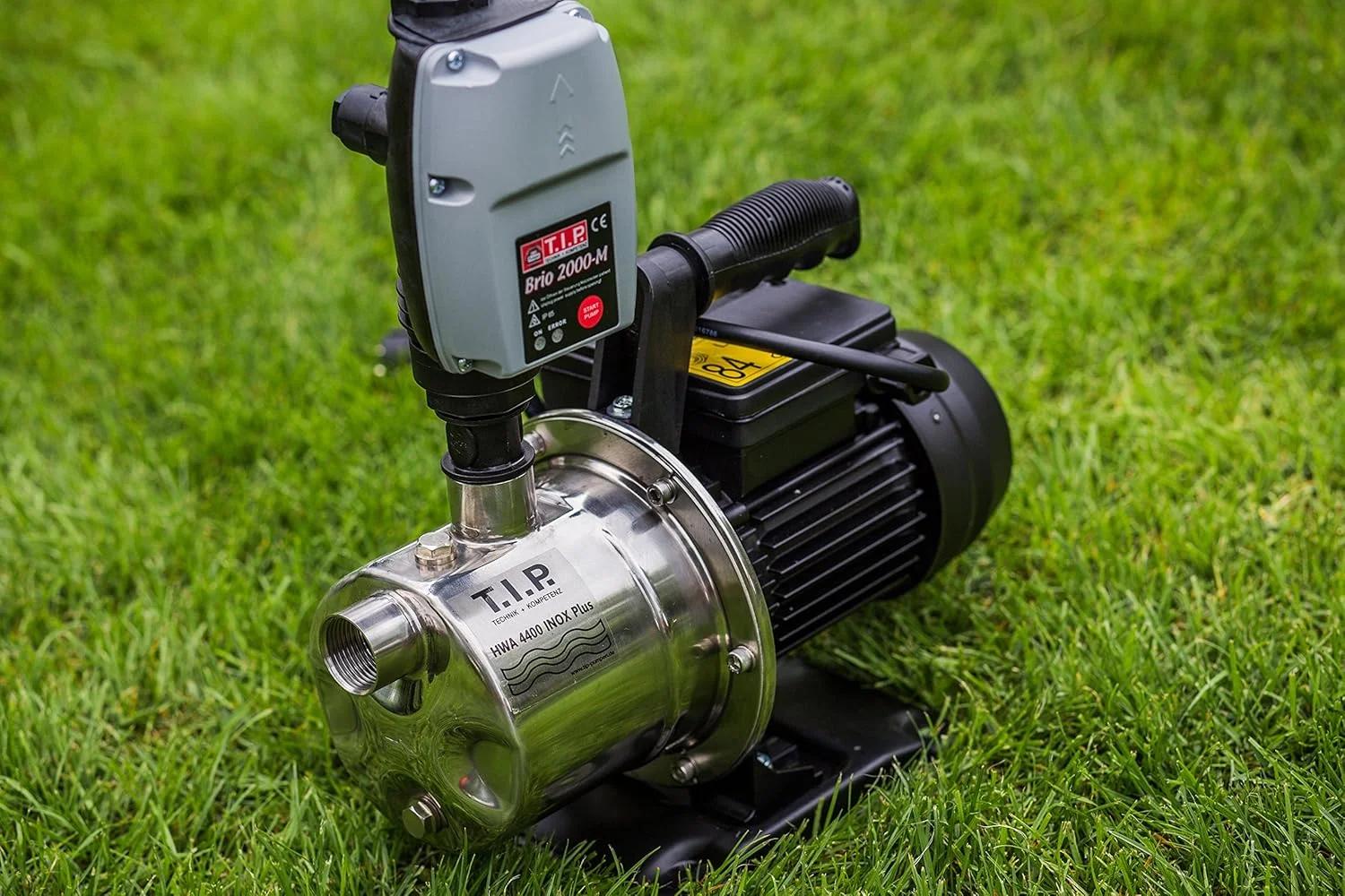 پمپ تقویت کننده خانگی اتوماتیک T.I.P. HWA 4400 INOX 31192 Plus، حداکثر نرخ جریان 4250 لیتر در ساعت، حداکثر ارتفاع پمپاژ 44 متر، حداکثر فشار 4.4 بار، توان 900 وات، بدنه استیل ضد زنگ، مقاوم در برابر آب و هوا، محافظت در برابر خشک کار کردن