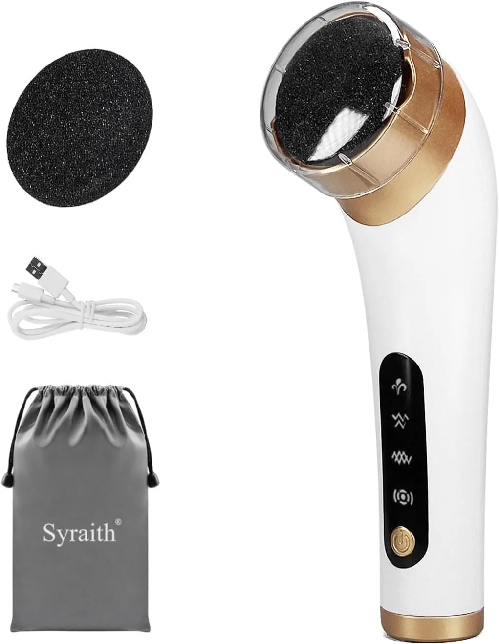 سوهان برقی پا Syraith، سوهان برقی شارژی پا با 4 سرعت و 2 سری سمباده، برای از بین بردن پینه، ترک پاشنه پا و پوست سخت