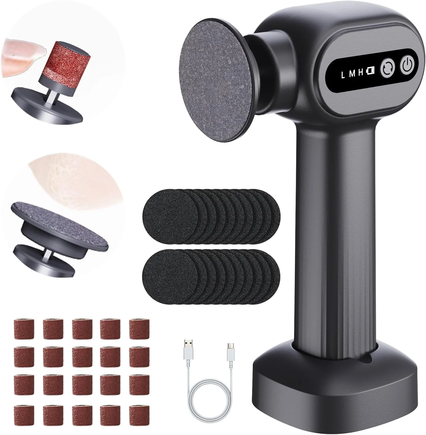 سوهان پدیکور برقی TABKSOLA، سوهان برقی پا 2 در 1، موثر در برابر پوست مرده، پینه های قوی و ترک خوردگی و خشکی پا