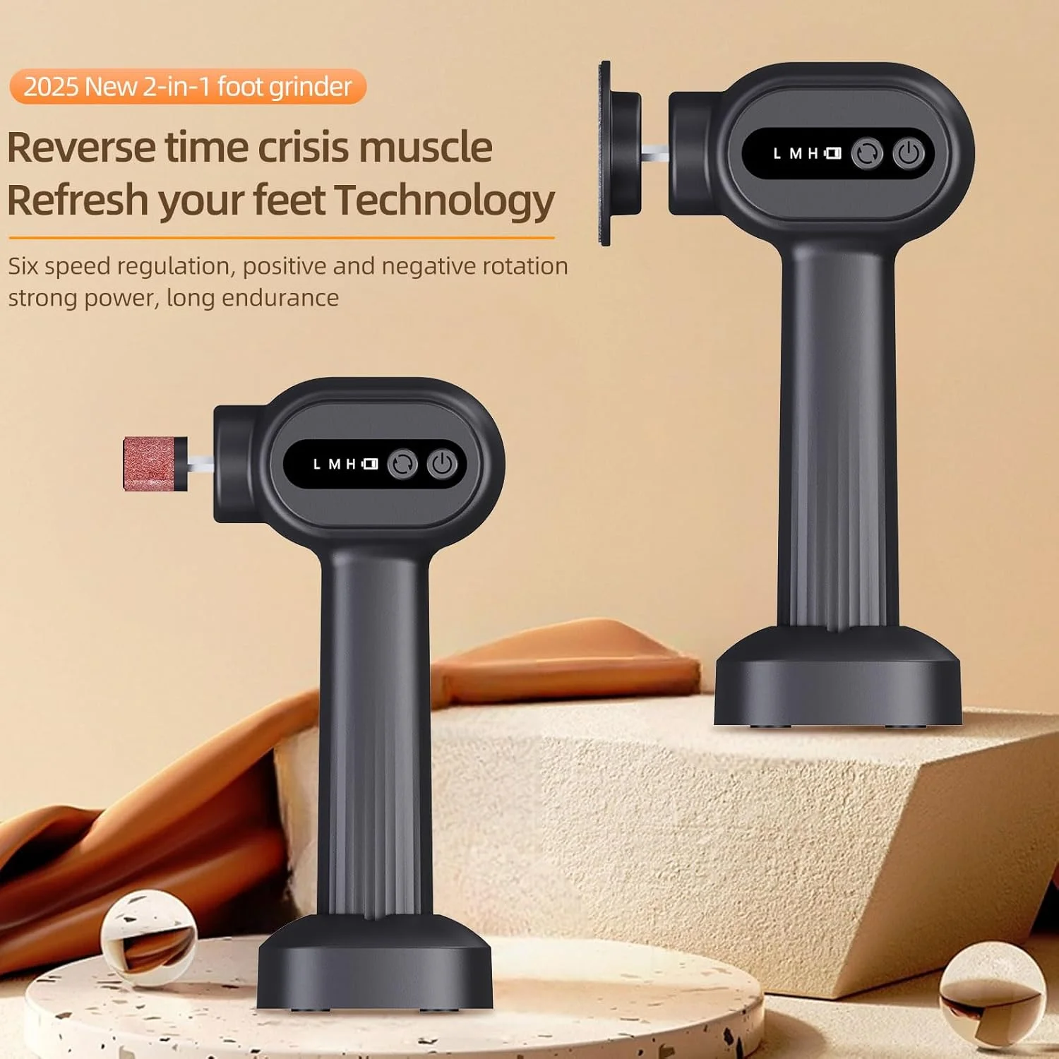 سوهان پدیکور برقی TABKSOLA، سوهان برقی پا 2 در 1، موثر در برابر پوست مرده، پینه های قوی و ترک خوردگی و خشکی پا