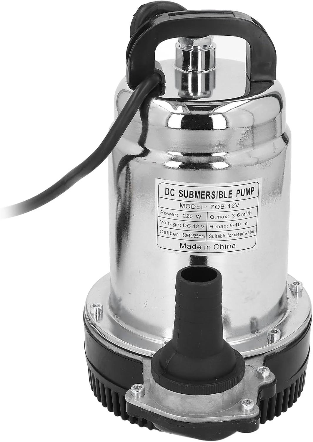 Phefop DC Submersible Pump, Stainless Steel Housing, Powerful Copper Motor, ABS Filter Mesh,Centrifugal Impeller Pump, 220W DC 12V Submersible with 1in 1.5in 2in Outlet