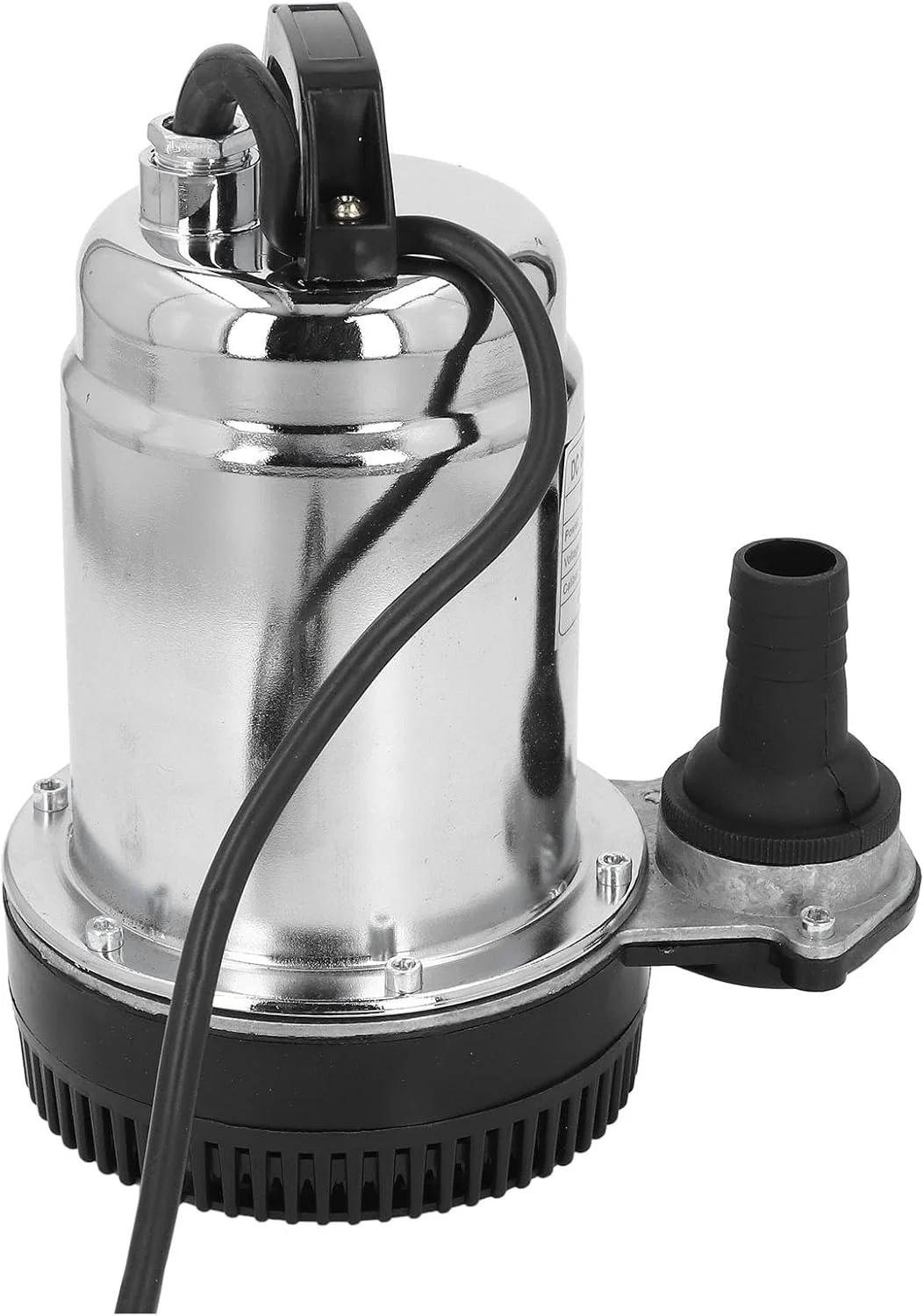 Phefop DC Submersible Pump, Stainless Steel Housing, Powerful Copper Motor, ABS Filter Mesh,Centrifugal Impeller Pump, 220W DC 12V Submersible with 1in 1.5in 2in Outlet