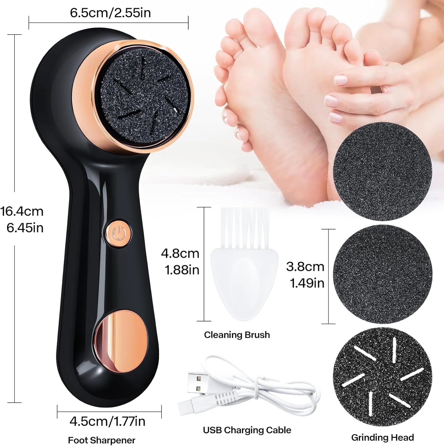 سوهان برقی پینه پا تودو، ابزار پدیکور برقی قابل تنظیم سرعت، ضد آب و قابل شارژ برای از بین بردن پوست مرده پا (مشکی) سوهان برقی پینه پا تودو، ابزار پدیکور برقی قابل تنظیم سرعت، ضد آب و قابل شارژ برای از بین بردن پوست مرده پا (مشکی)