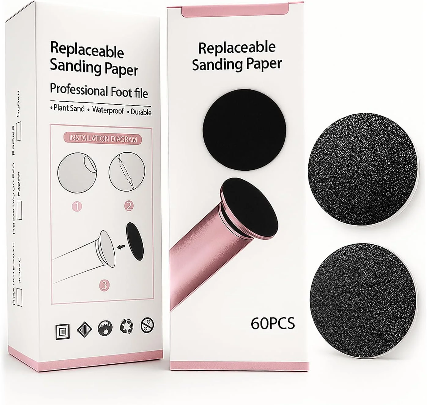 مجموعه 60 عددی سمباده TAOMAND، 4.32 سانتی متر در 4.32 سانتی متر، برای از بین برنده پینه برقی پا، دیسک پدیکور، مجموعه جایگزین دیسک های سنباده