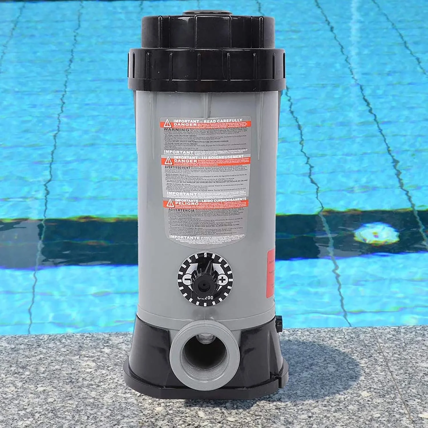 کلرزن اتوماتیک، پخش کننده مواد شیمیایی شناور، دارای شیر یک طرفه داخلی، تغذیه کننده اتوماتیک مواد شیمیایی سطح آب پایین برای حوضچه ها، باغ و استخر شنا