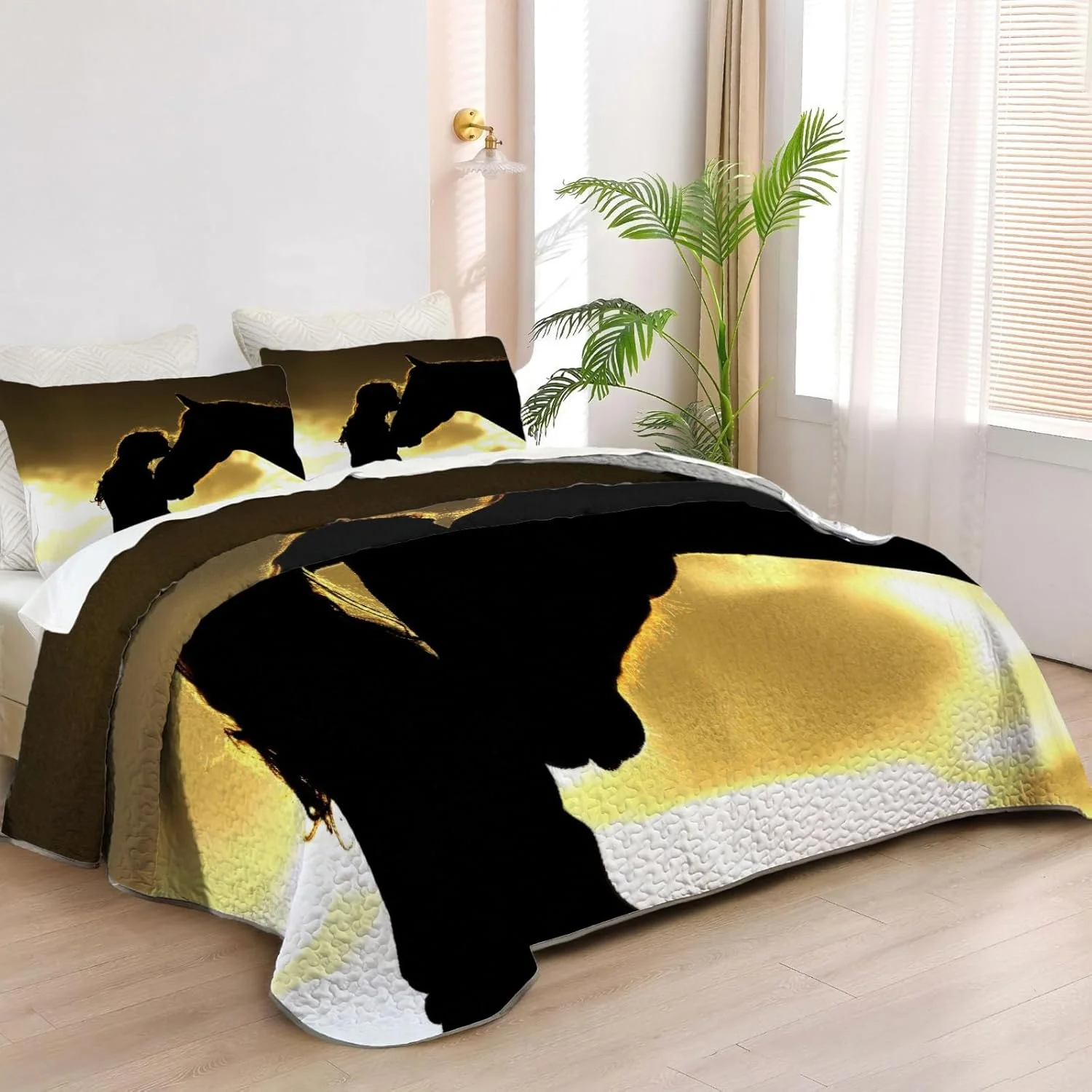 روتختی طرح اسب سایز کینگ Allenjoy، ست ملحفه پارچه ای قابل شستشو به همراه 2 روبالشتی مدل SC00134-007