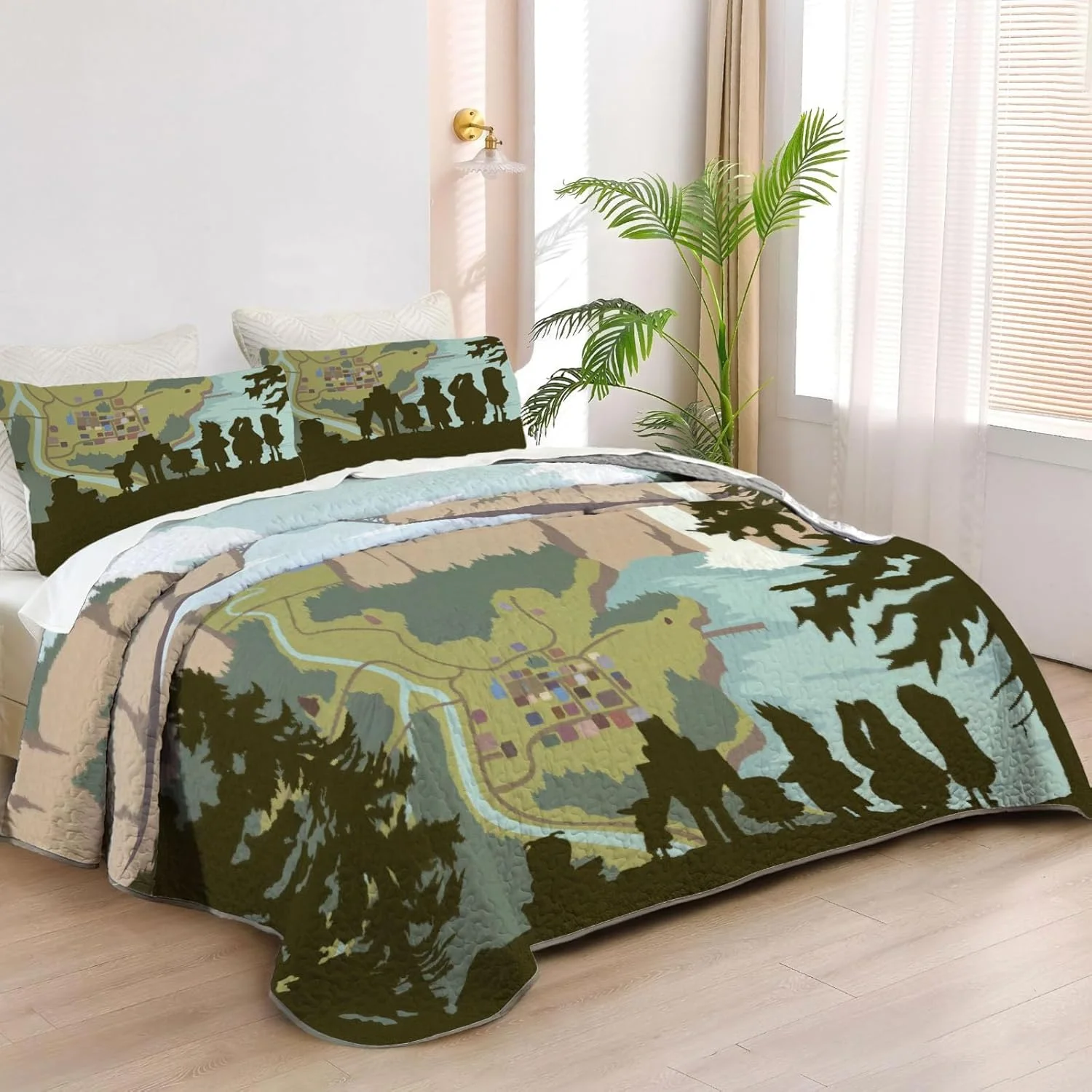 رو تختی دو نفره آلنجوی طرح ماجراجویی و رمز و راز، ست روتختی انیمه، لحاف پارچه ای قابل شستشو با 1 روبالشتی SC00383-007