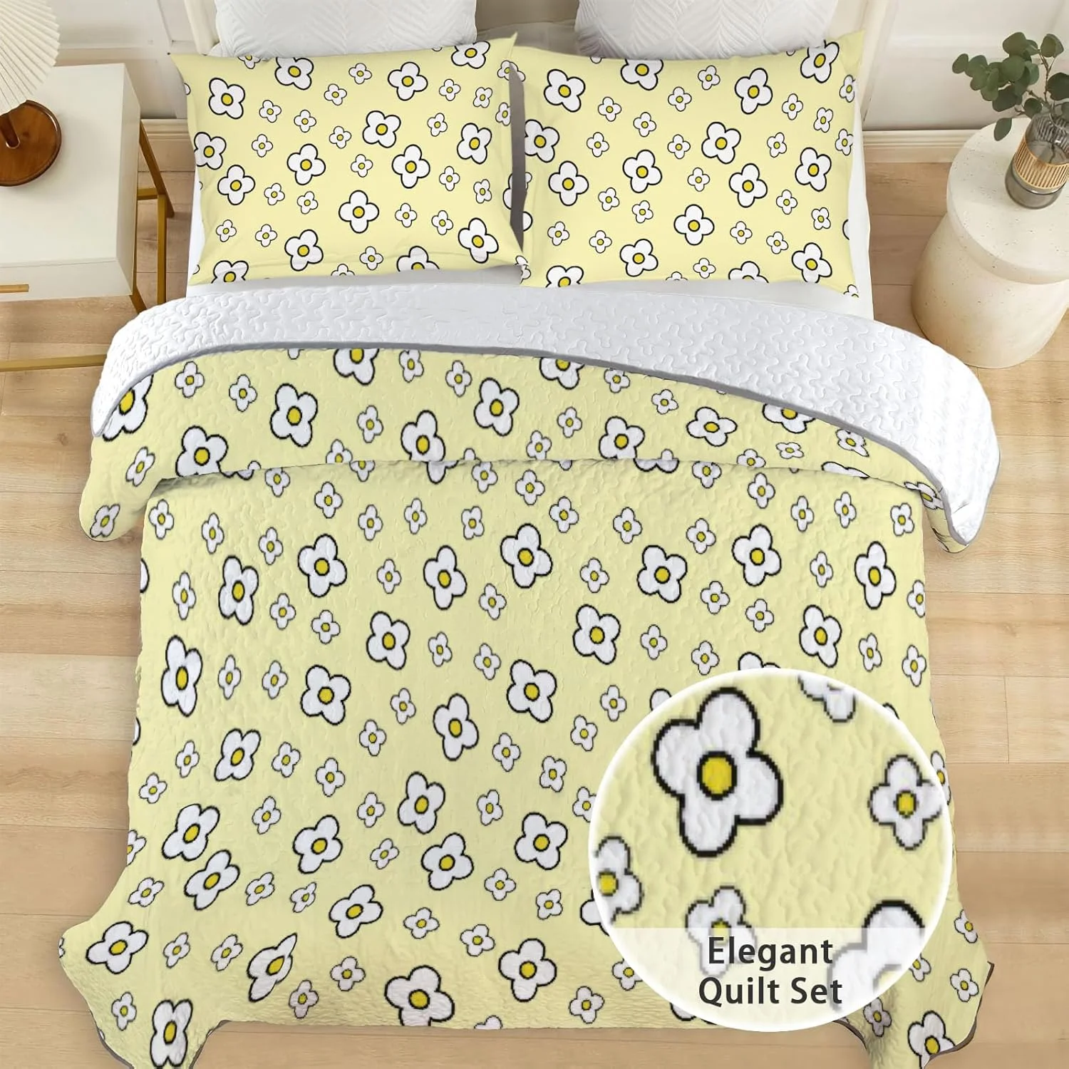 روتختی دونفره آلنجوی طرح ملودی شیرین، ست روتختی خرگوش صورتی، لحاف پارچه ای قابل شستشو به همراه 2 روبالشتی SC00205-007