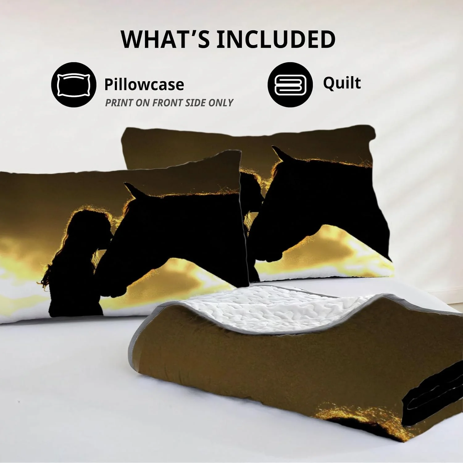 روتختی طرح اسب سایز کینگ Allenjoy، ست ملحفه پارچه ای قابل شستشو به همراه 2 روبالشتی مدل SC00134-007