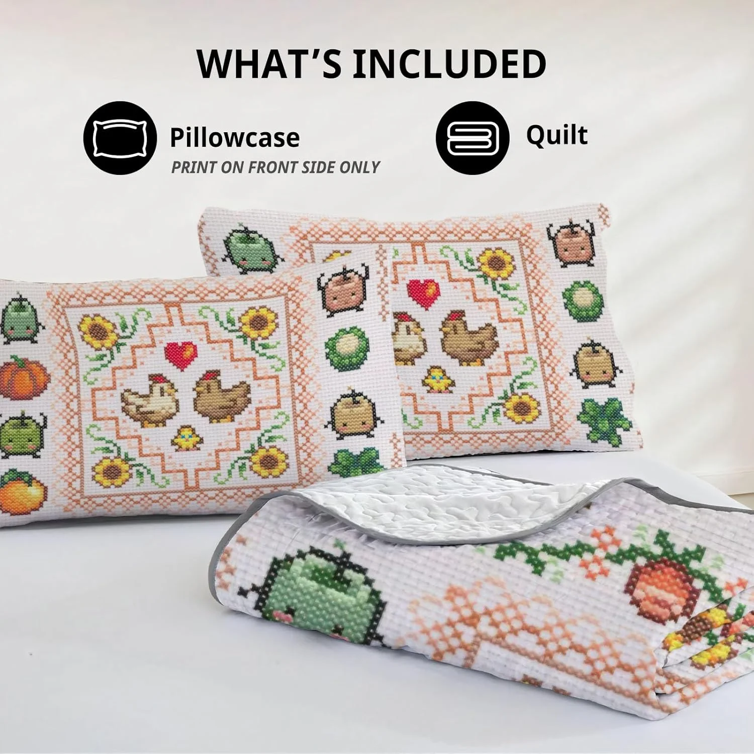 رو تختی طرح مزرعه ماجراجویی سایز کینگ Allenjoy، ست روتختی بازی، لحاف پارچه ای قابل شستشو با 2 روبالشتی SC00094-007