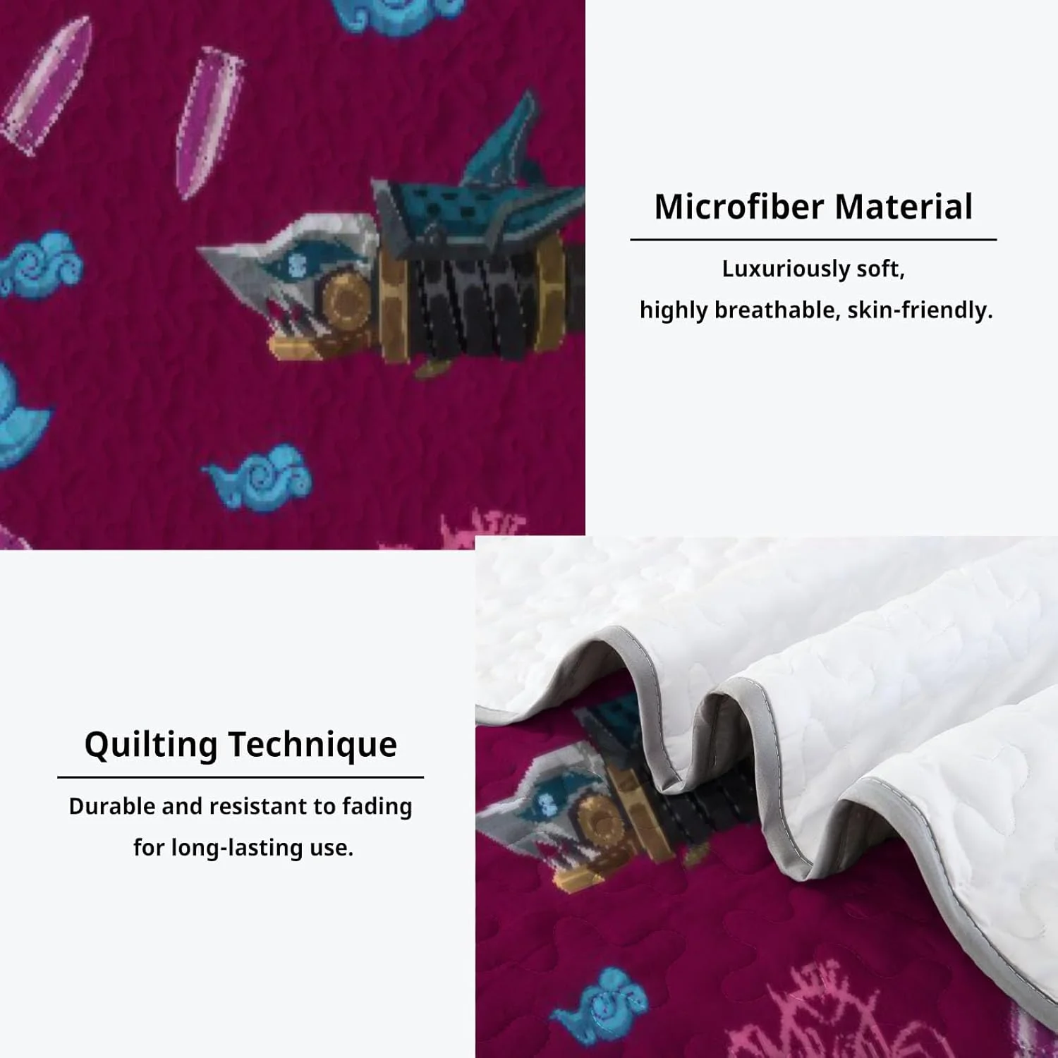 رو تختی سایز کینگ Allenjoy طرح شهر جادویی، ست روتختی انیمیشنی، لحاف پارچه ای قابل شستشو با 2 روبالشتی SC00012-007