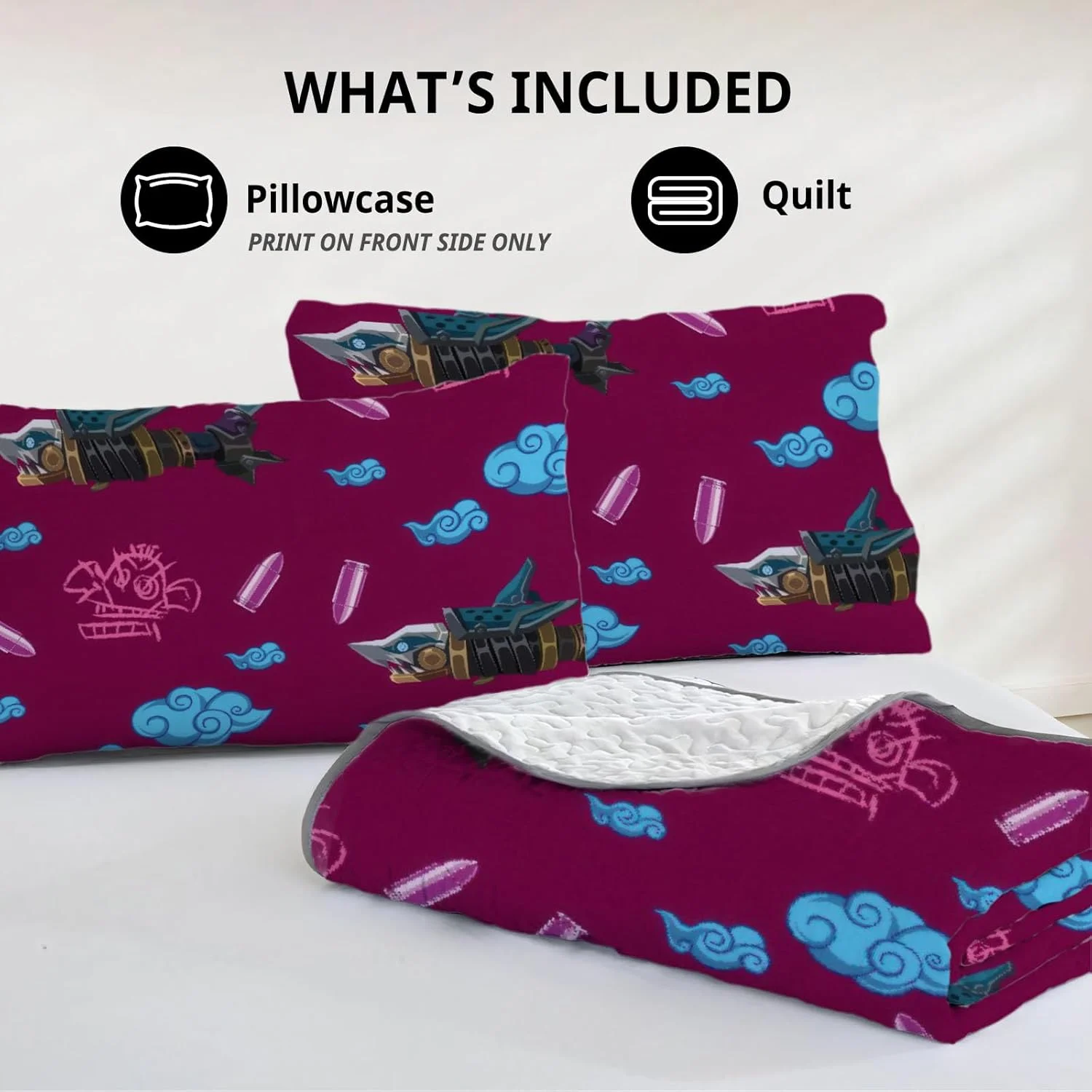 رو تختی سایز کینگ Allenjoy طرح شهر جادویی، ست روتختی انیمیشنی، لحاف پارچه ای قابل شستشو با 2 روبالشتی SC00012-007