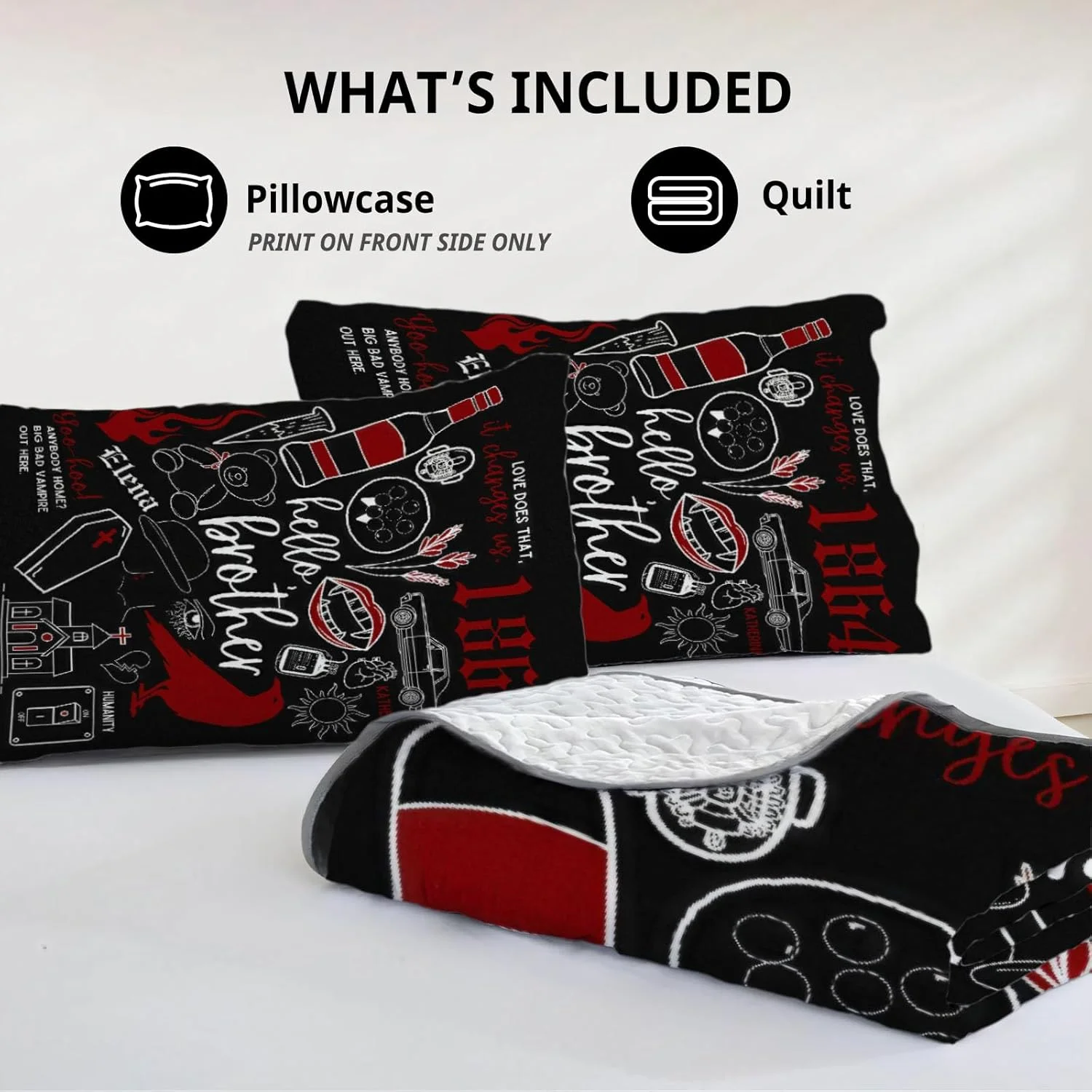 رو تختی آلنجوی طرح خون آشام سایز دوقلو، ست روتختی عرفانی، لحاف پارچه ای قابل شستشو با 1 روبالشی SC00154-007