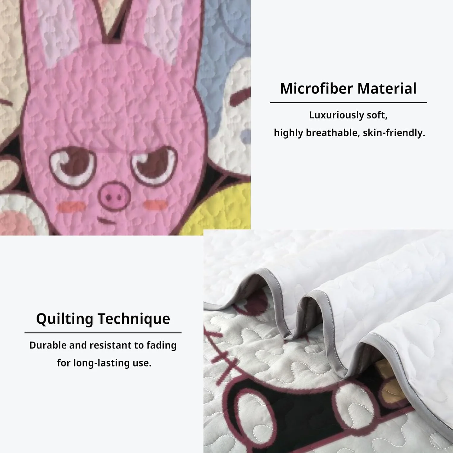 روتختی کینگ سایز آلن جو طرح گروه کی-پاپ، ست روتختی جوانان با طرح موج صوتی، لحاف پارچه ای قابل شستشو به همراه 2 روبالشی مدل SC00049-007