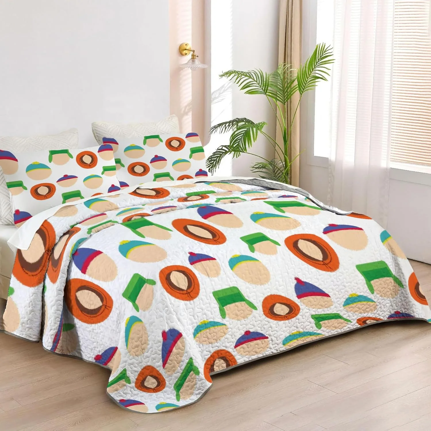 رو تختی کارتونی طنز آلنجوی سایز کینگ، ست روتختی کمدی انیمیشنی، لحاف پارچه ای قابل شستشو با 2 روبالشتی SC00237-007 رو تختی کارتونی طنز آلنجوی سایز کینگ، ست روتختی کمدی انیمیشنی، لحاف پارچه ای قابل شستشو با 2 روبالشتی SC00237-007