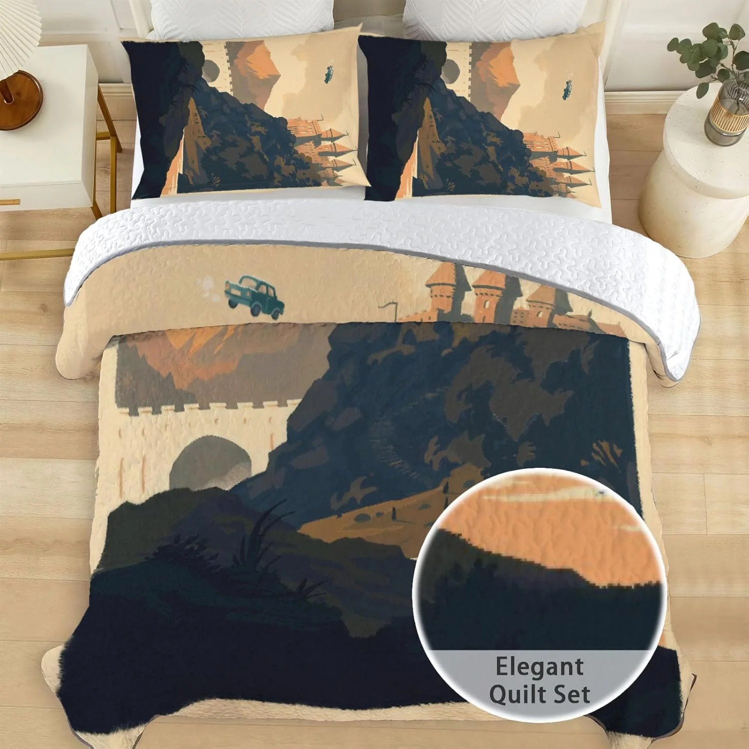 رو تختی طرح دنیای جادوگری سایز یک نفره Allenjoy، ست روتختی WWE، لحاف پارچه ای قابل شستشو با 1 روبالشی SC00208-007