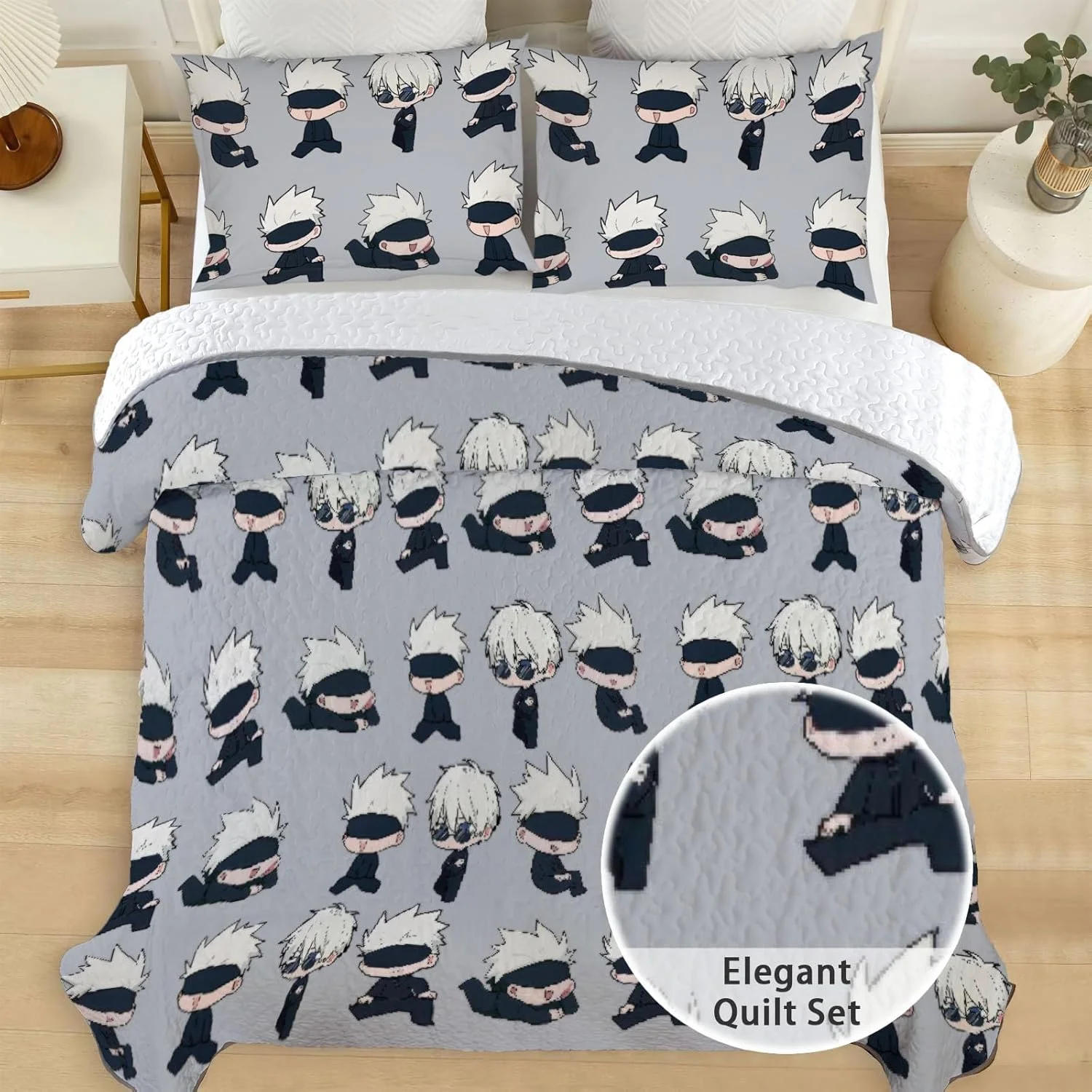 رو تختی دو نفره Allenjoy طرح جادوگران، ست روتختی انیمه، لحاف پارچه ای قابل شستشو با 1 روبالشی SC00230-007