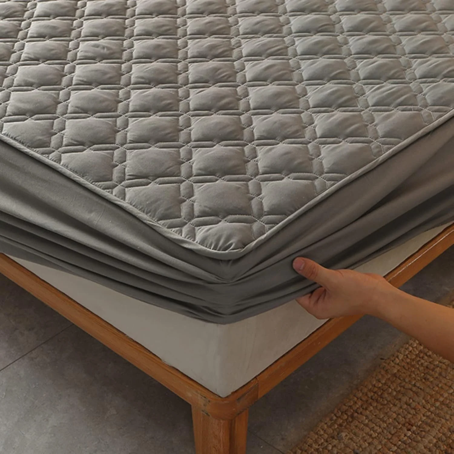 رو تختی پنبه ای BAJIN، رو تختی تکه دوزی شده شامل لحاف تنفسی، لحاف دوزی شده و ملحفه، 160x200+25 سانتی متر