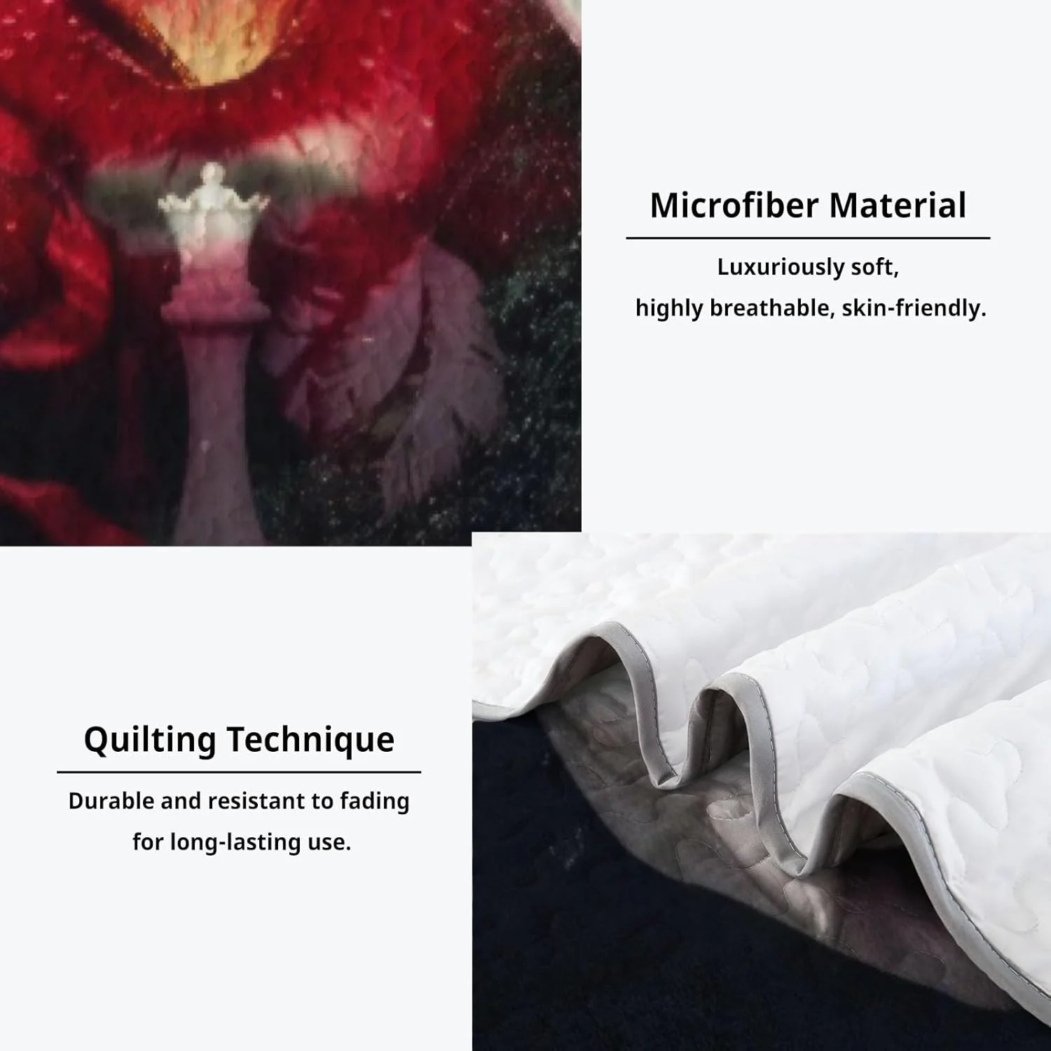 رو تختی دو نفره آلنجوی طرح رمانتیک شبانه، ست رختخواب خون آشام، پارچه لحاف قابل شستشو با 1 رو بالشتی SC00114-007