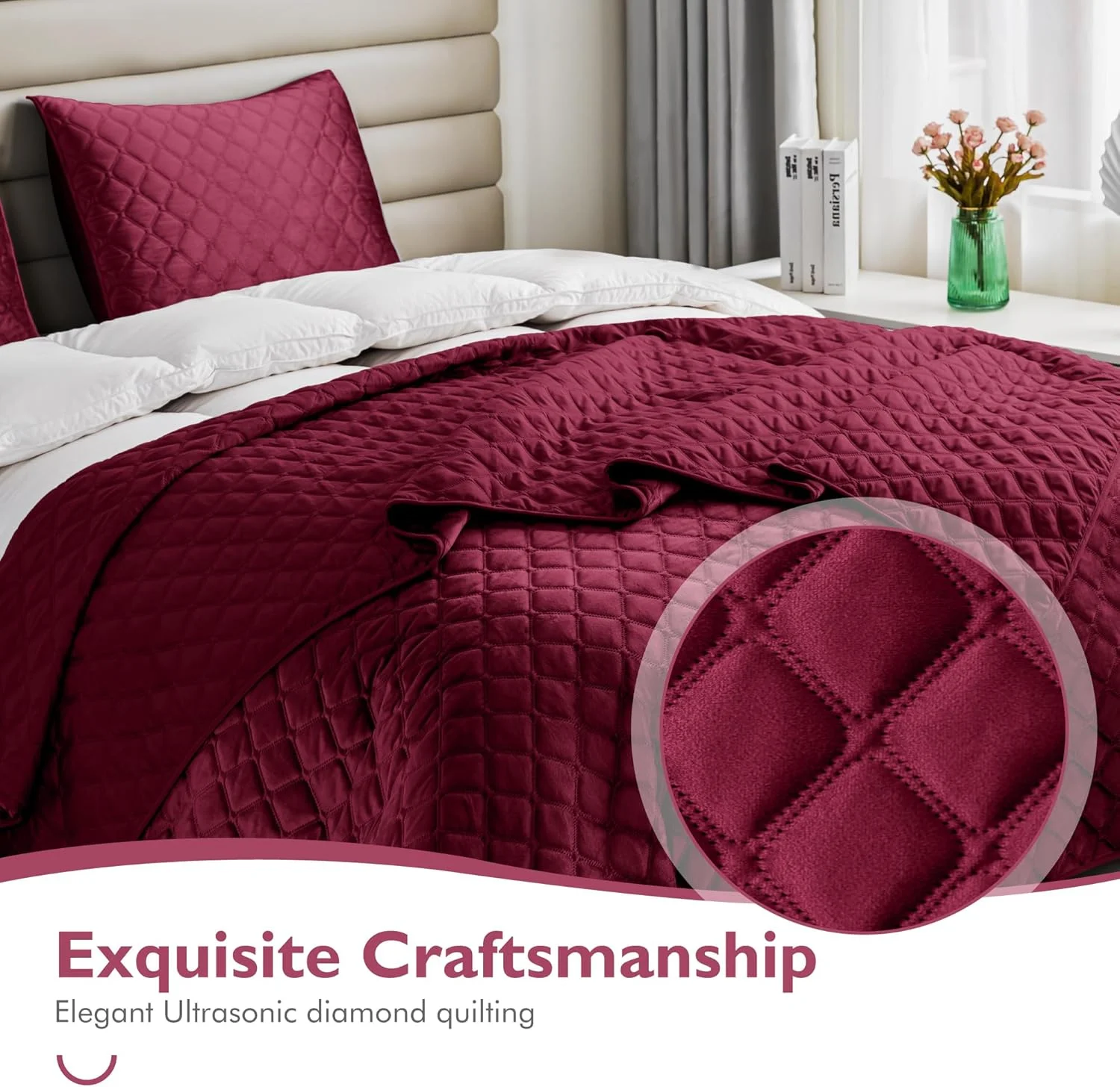 ست روتختی لحاف دار آلفا هوم سایز کوئین، ست لحاف مخملی لایه هوای سه بعدی شیک و ظریف، ست روتختی سبک وزن مناسب تمام فصول (1 روتختی، 2 روبالشی)